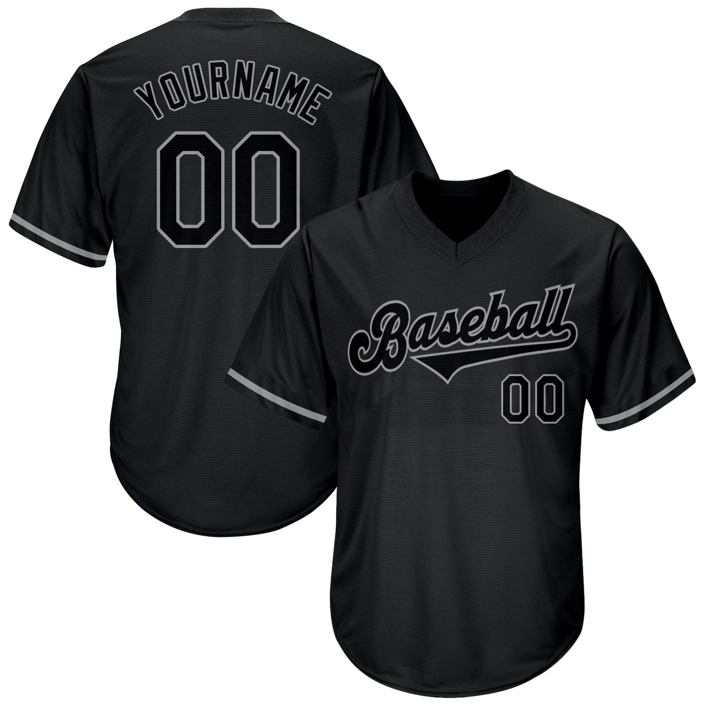 Custom Black Black-Gray Authentic Throwback Rib-Knit Baseball Jersey Shirt - Main View