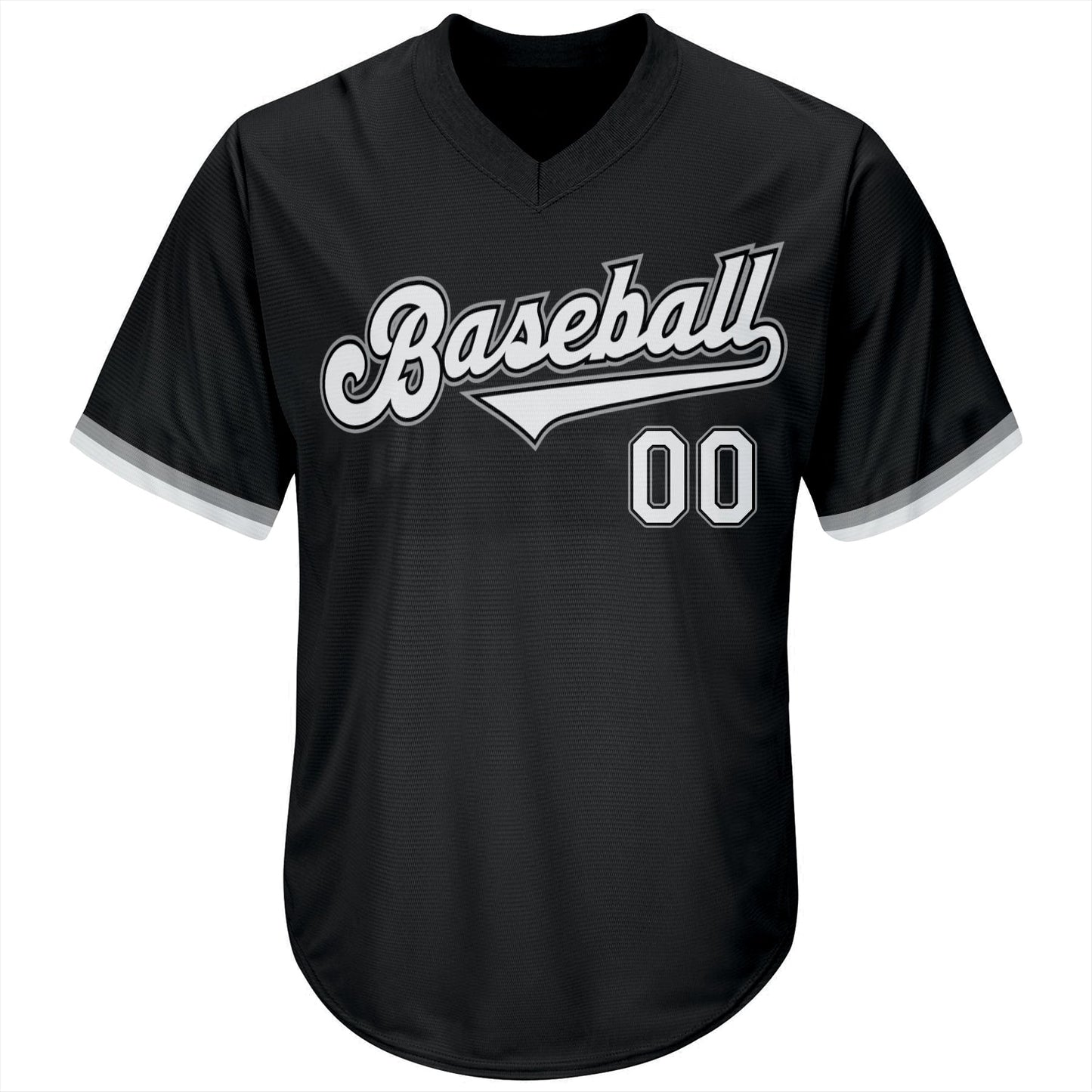 Custom Black White-Gray Authentic Throwback Rib-Knit Baseball Jersey Shirt view 2