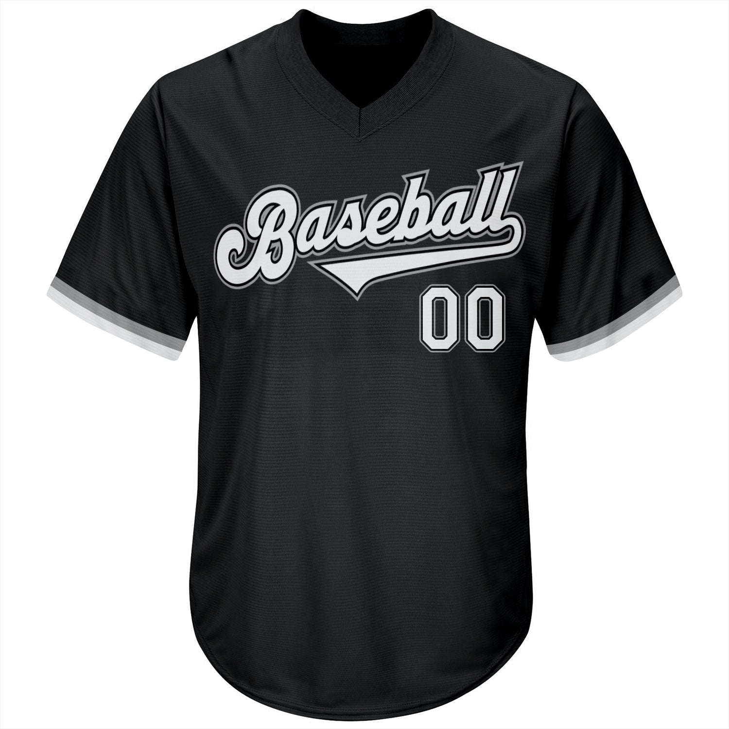 Custom Black White-Gray Authentic Throwback Rib-Knit Baseball Jersey Shirt view 2