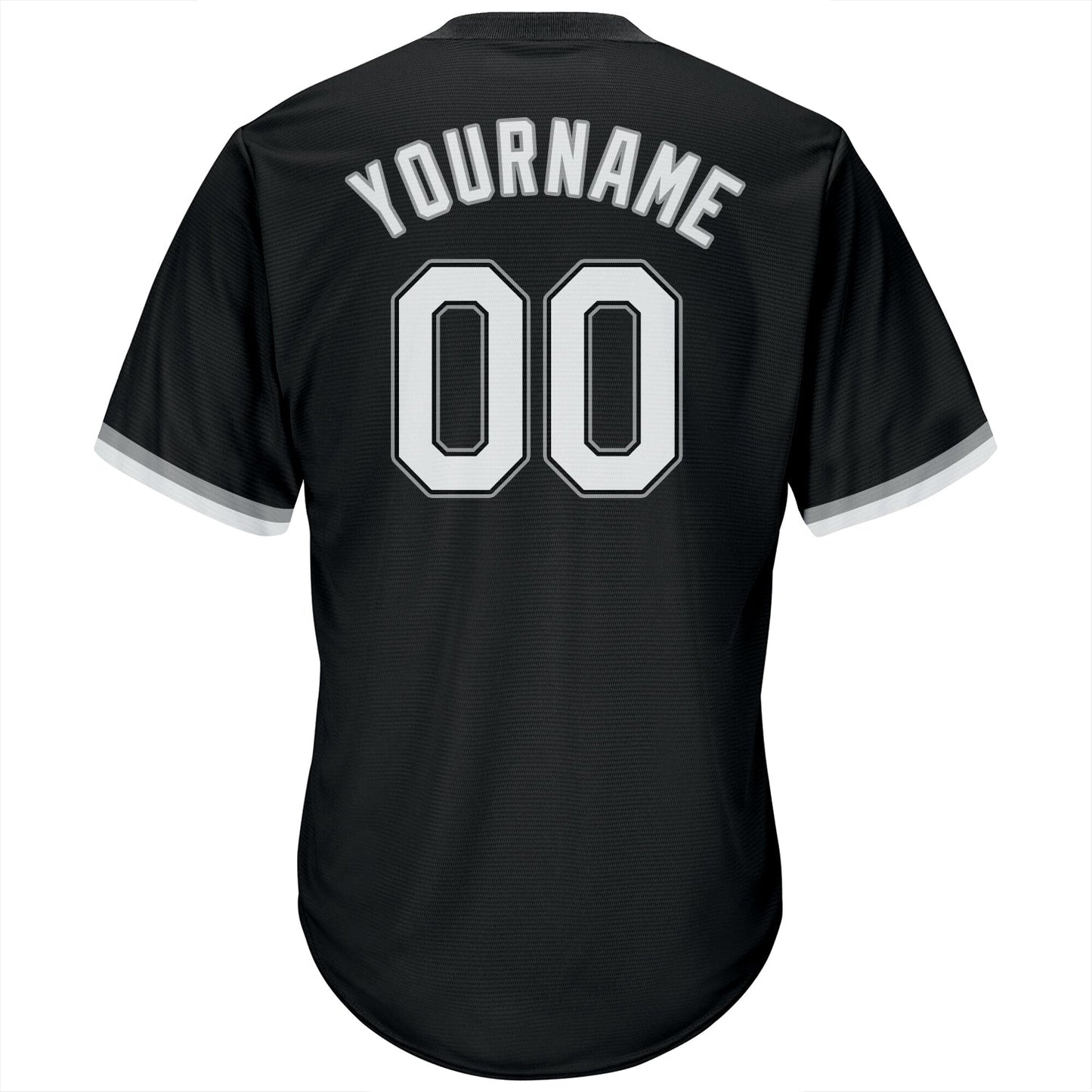 Custom Black White-Gray Authentic Throwback Rib-Knit Baseball Jersey Shirt view 3