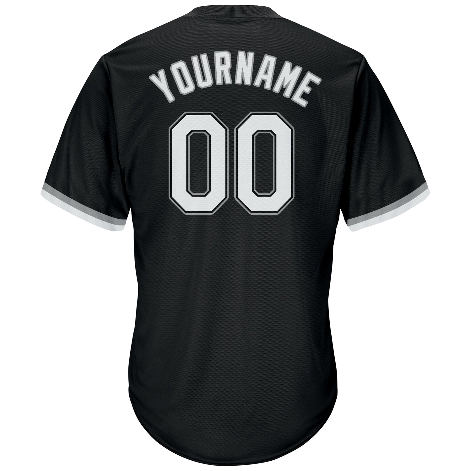 Custom Black White-Gray Authentic Throwback Rib-Knit Baseball Jersey Shirt view 3