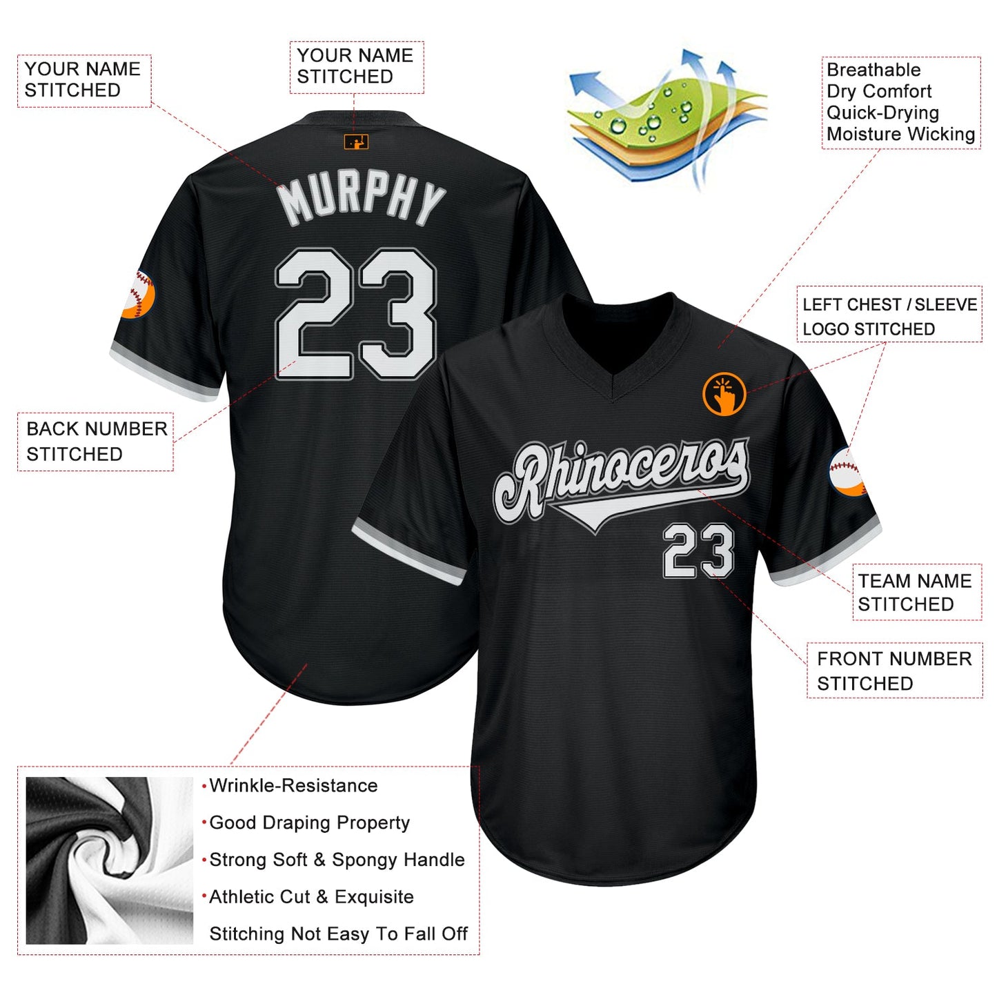 Custom Black White-Gray Authentic Throwback Rib-Knit Baseball Jersey Shirt view 4