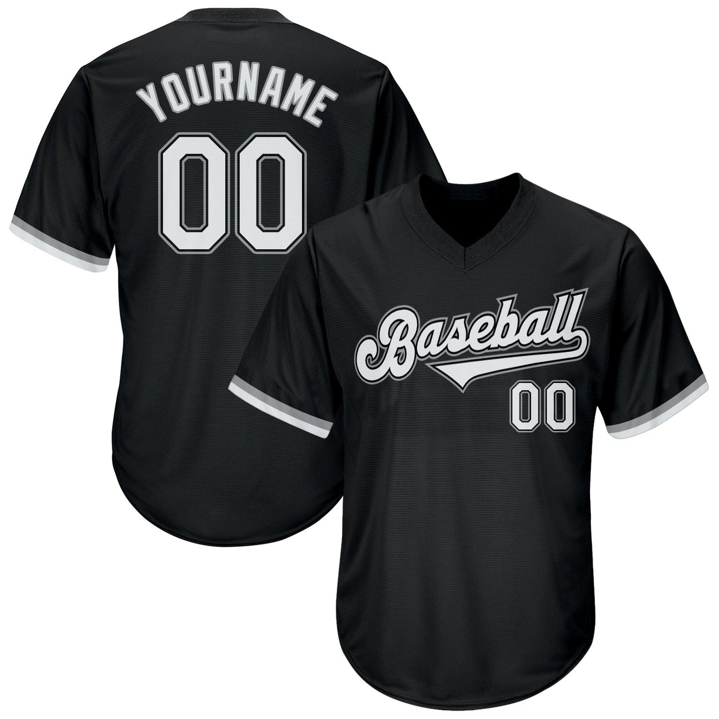 Custom Black White-Gray Authentic Throwback Rib-Knit Baseball Jersey Shirt - Main View