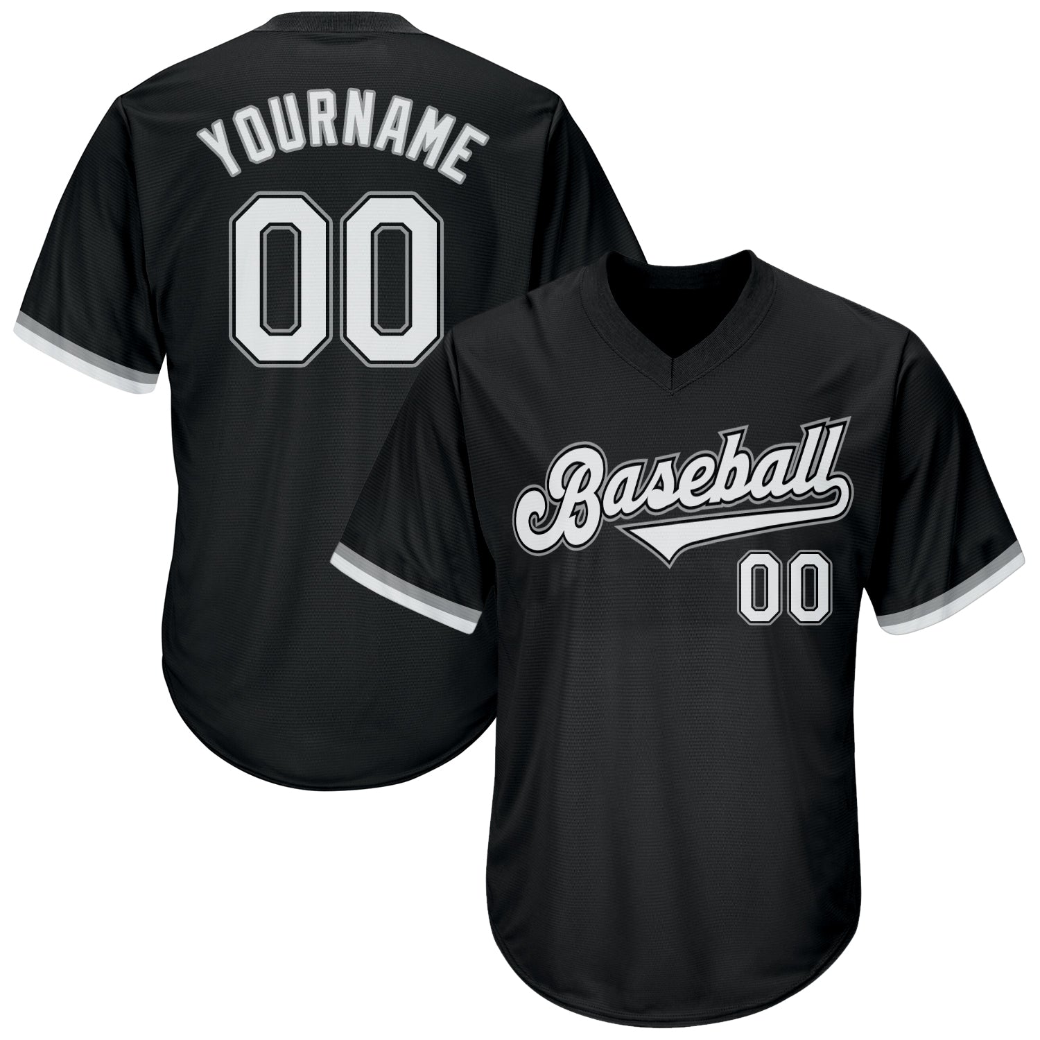 Custom Black White-Gray Authentic Throwback Rib-Knit Baseball Jersey Shirt - Main View