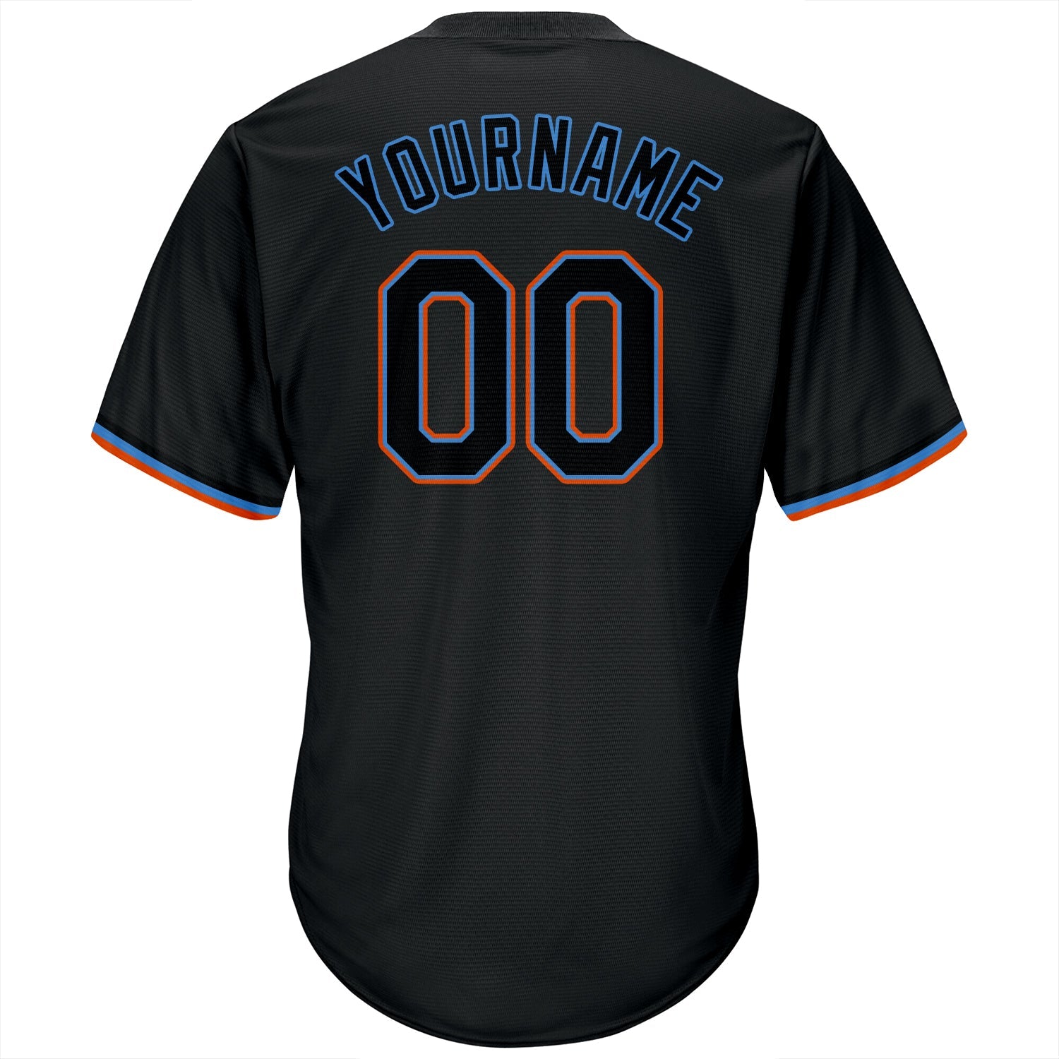 Custom Black Black-Powder Blue Authentic Throwback Rib-Knit Baseball Jersey Shirt view 3