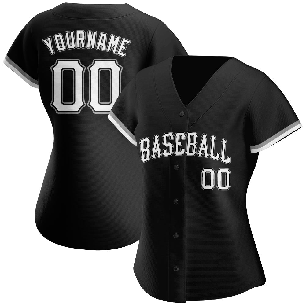 Custom Black White-Gray Authentic Baseball Jersey view 2