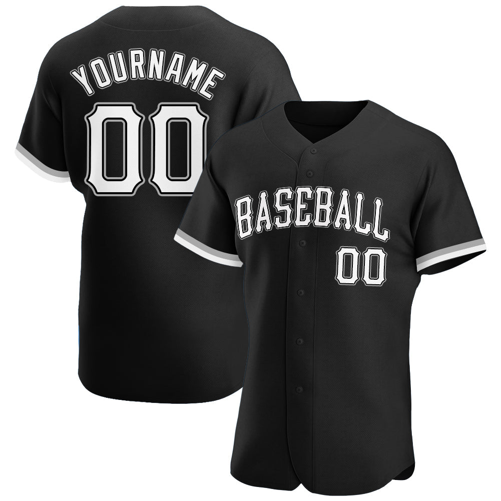 Custom Black White-Gray Authentic Baseball Jersey - Main View