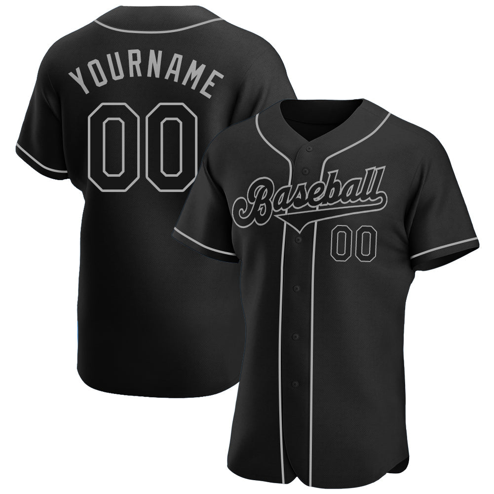 Custom Black Black-Gray Authentic Baseball Jersey - Main View