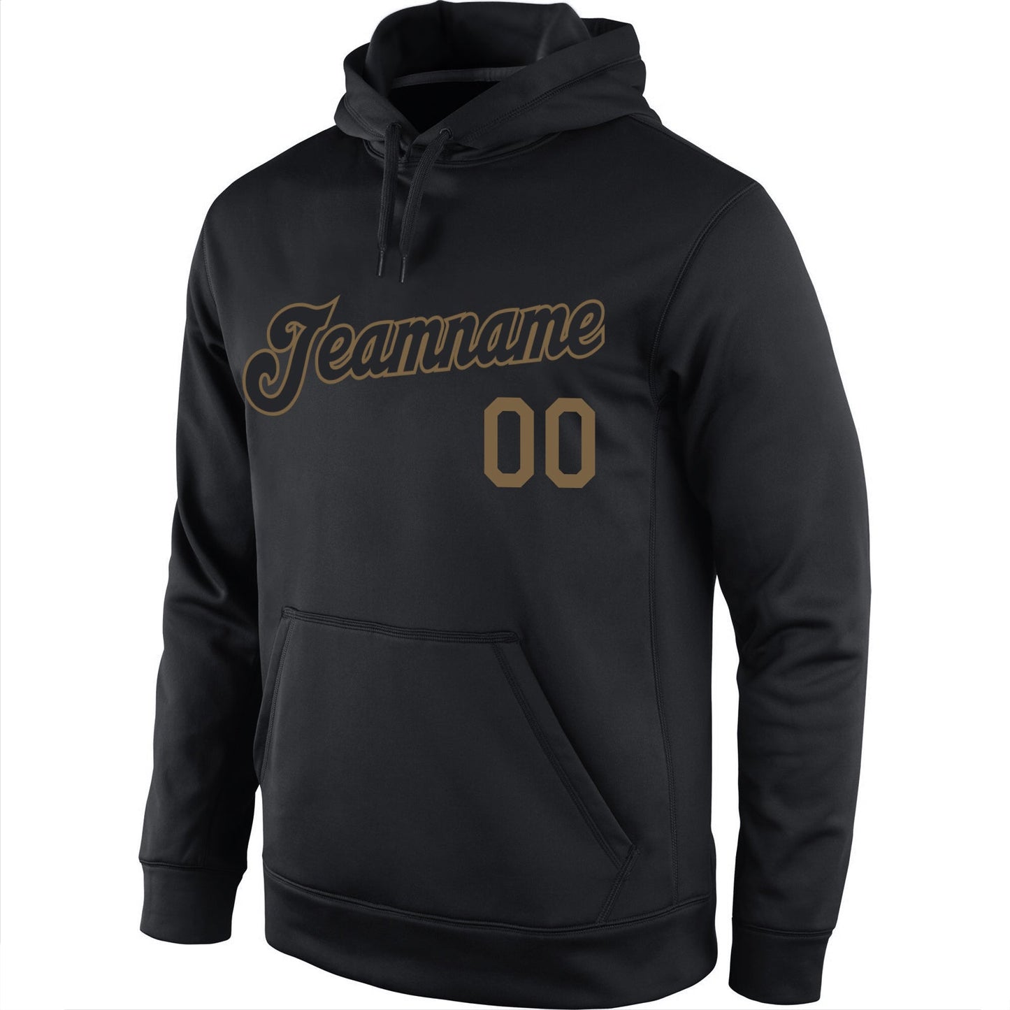 Custom Stitched Black Black-Old Gold Sports Pullover Sweatshirt Hoodie view 2