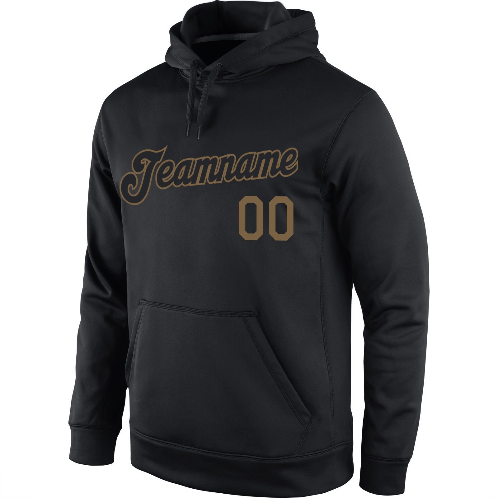 Custom Stitched Black Black-Old Gold Sports Pullover Sweatshirt Hoodie view 2
