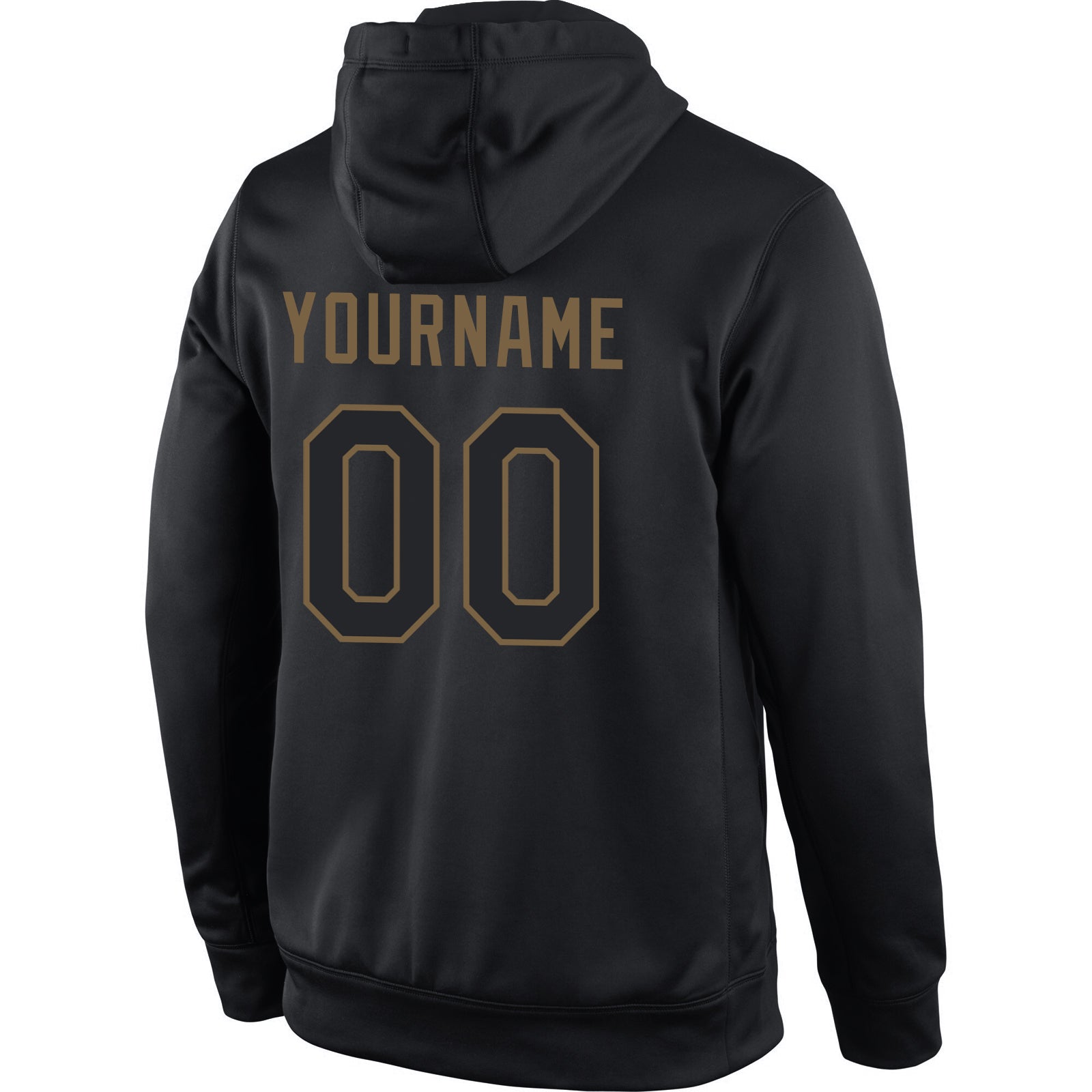 Custom Stitched Black Black-Old Gold Sports Pullover Sweatshirt Hoodie view 3