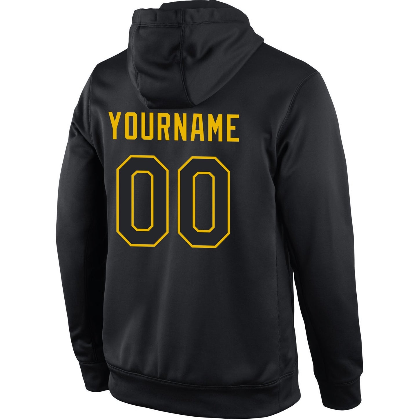 Custom Stitched Black Black-Gold Sports Pullover Sweatshirt Hoodie view 3