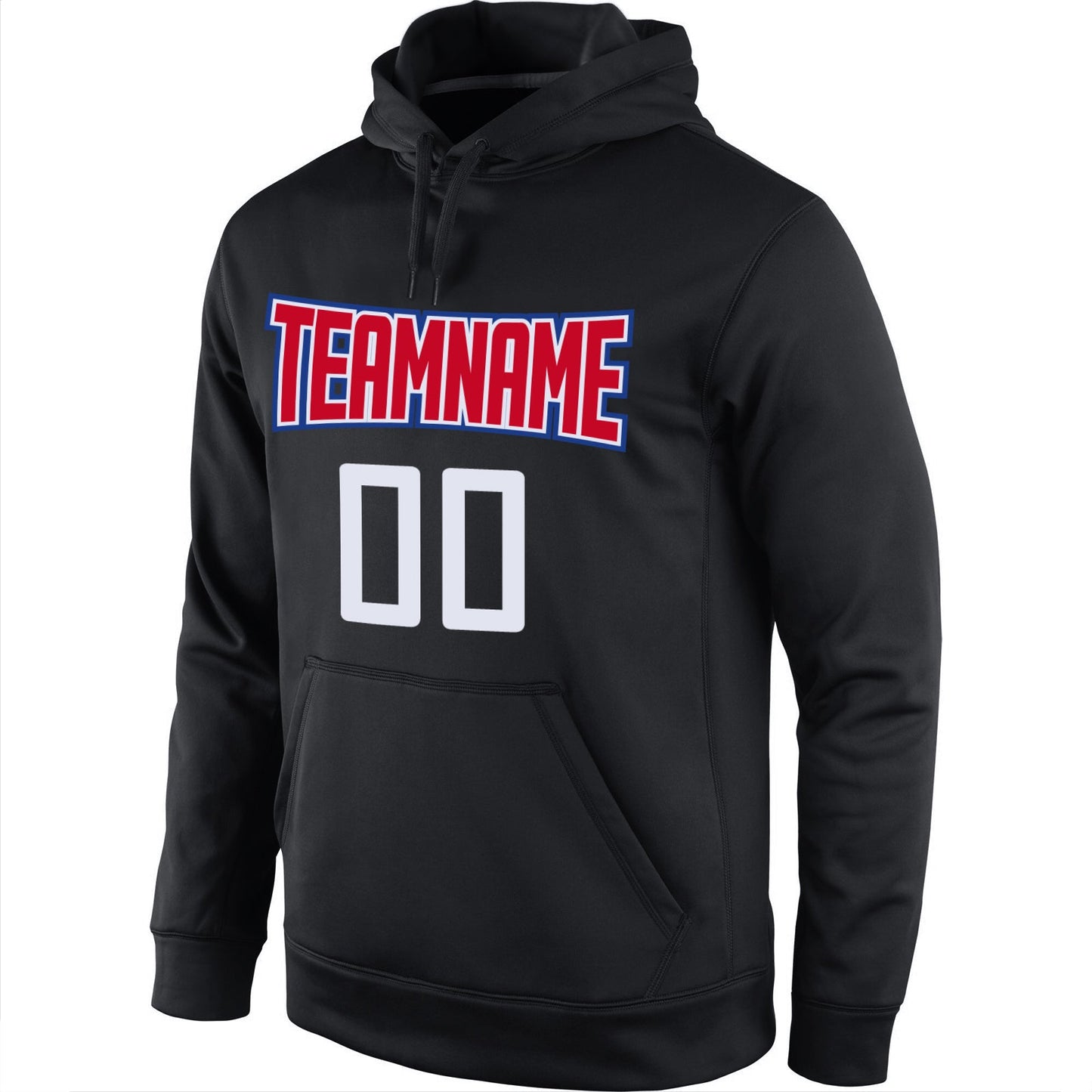 Custom Stitched Black Red-White Sports Pullover Sweatshirt Hoodie view 2