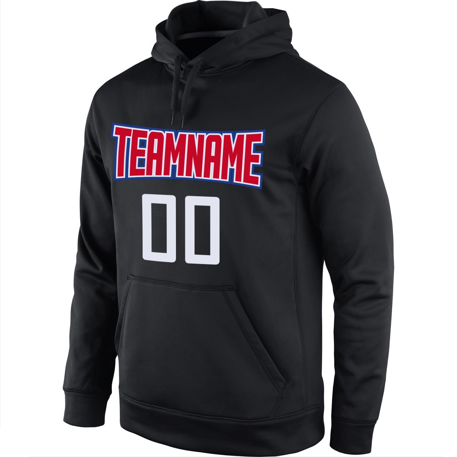 Custom Stitched Black Red-White Sports Pullover Sweatshirt Hoodie view 2