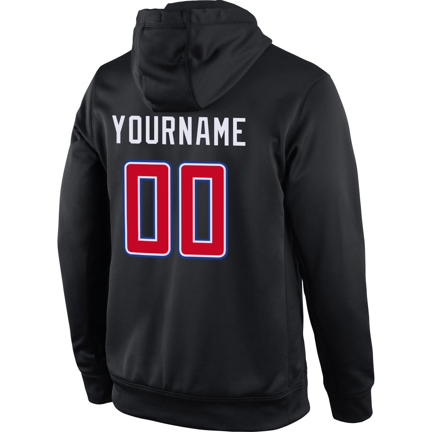 Custom Stitched Black Red-White Sports Pullover Sweatshirt Hoodie view 3