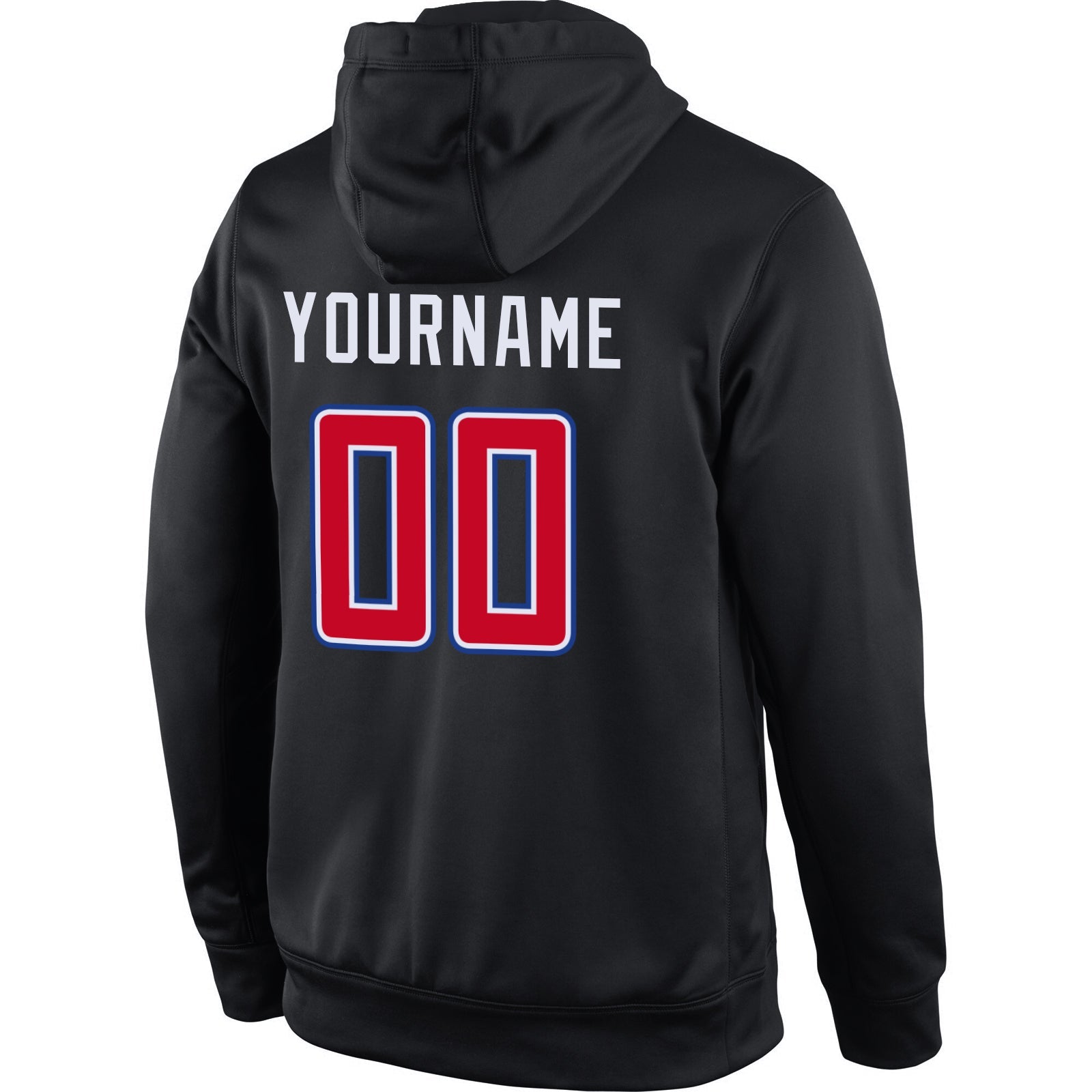 Custom Stitched Black Red-White Sports Pullover Sweatshirt Hoodie view 3