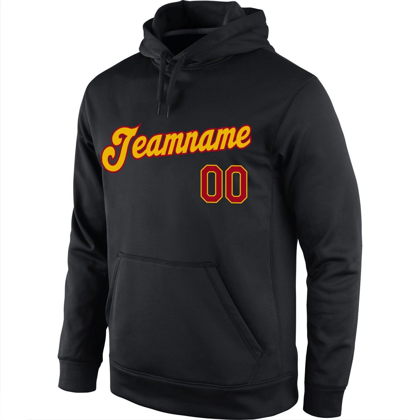 Custom Stitched Black Gold-Red Sports Pullover Sweatshirt Hoodie view 2