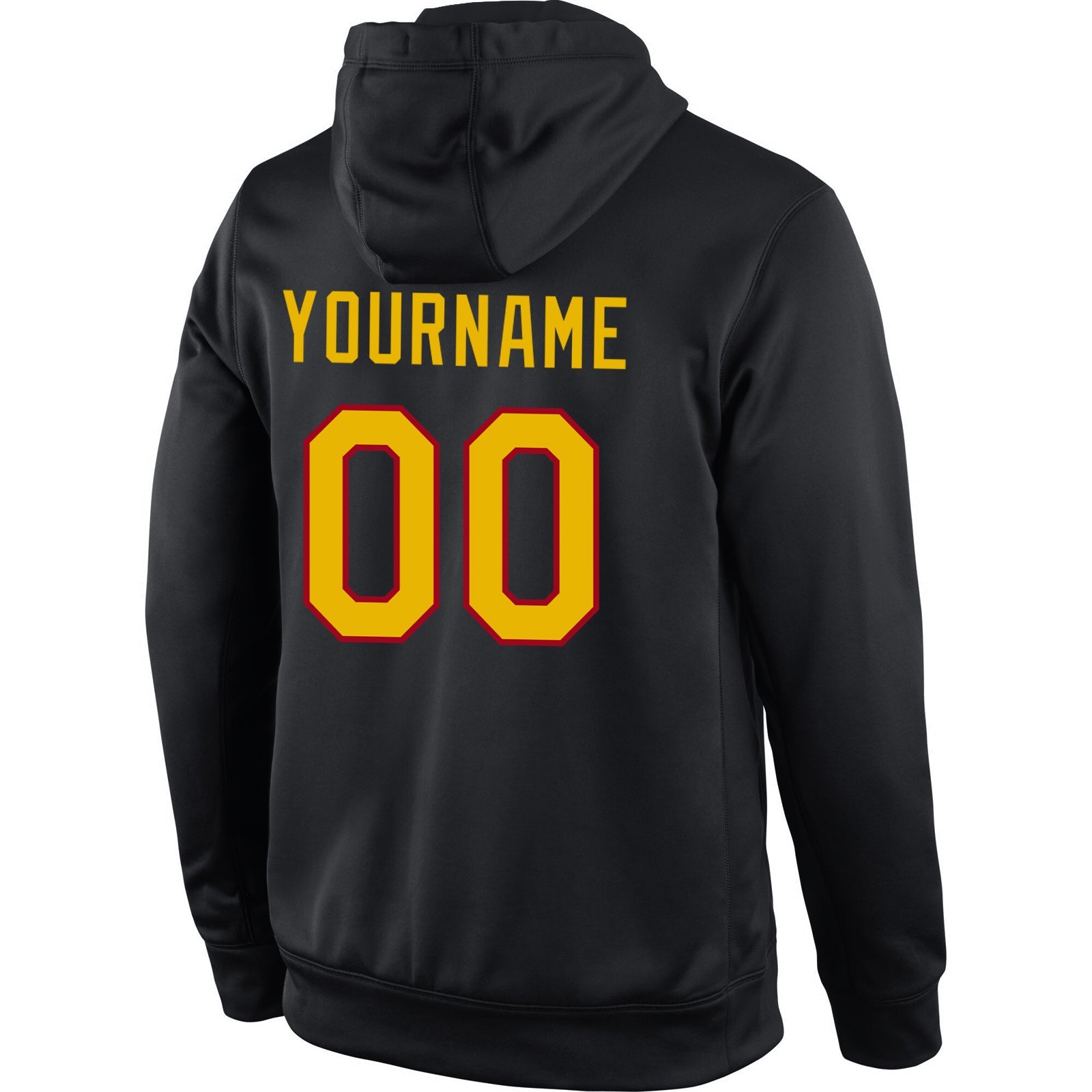 Custom Stitched Black Gold-Red Sports Pullover Sweatshirt Hoodie view 3