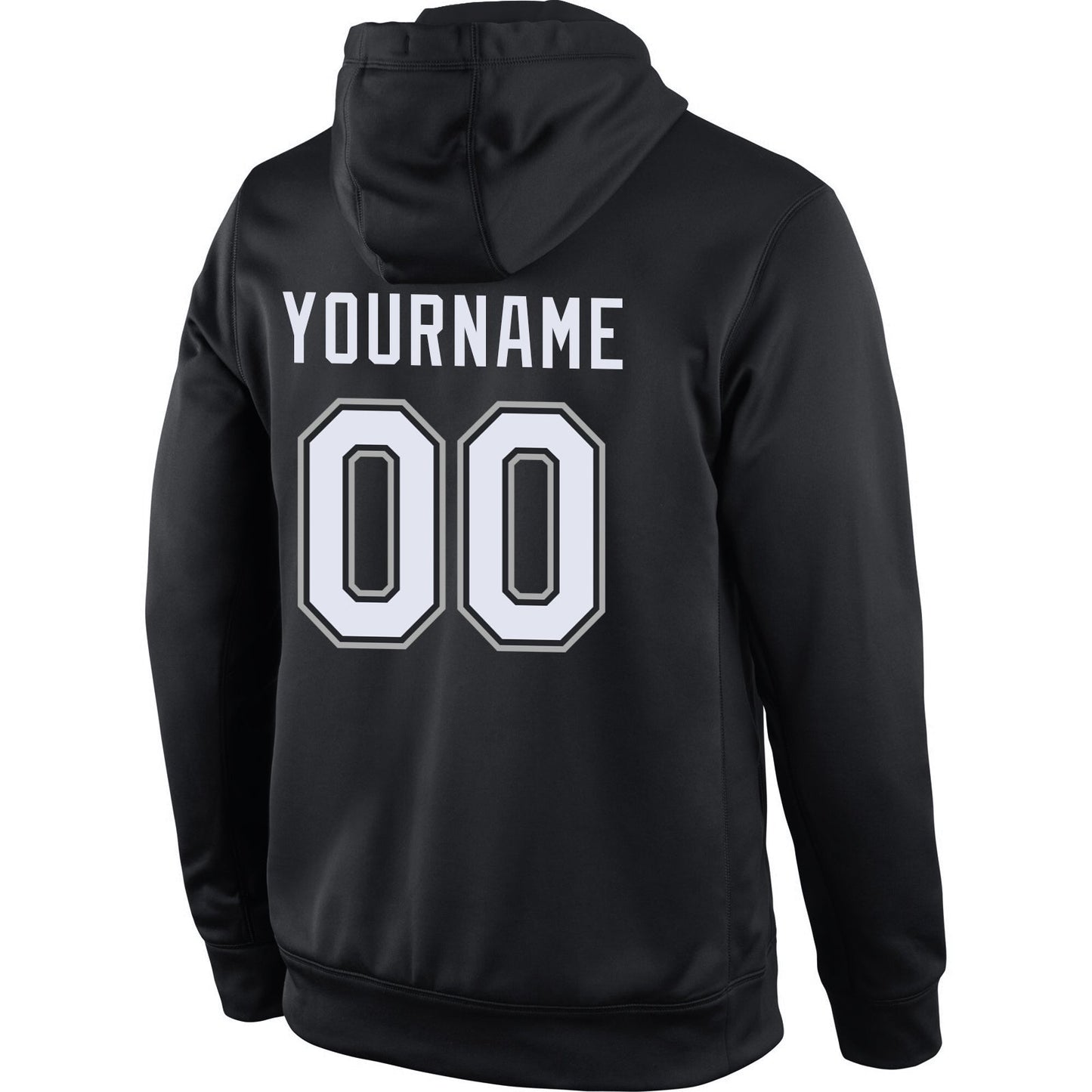 Custom Stitched Black White-Gray Sports Pullover Sweatshirt Hoodie view 4