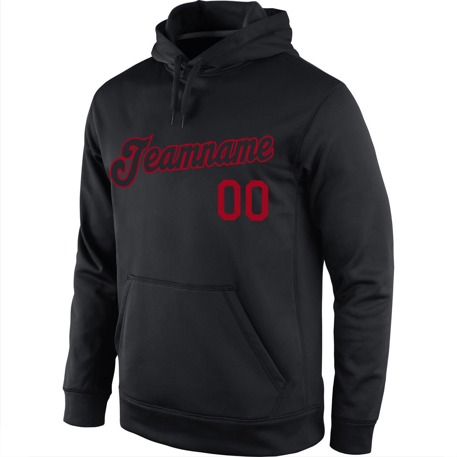 Custom Stitched Black Black-Red Sports Pullover Sweatshirt Hoodie view 3