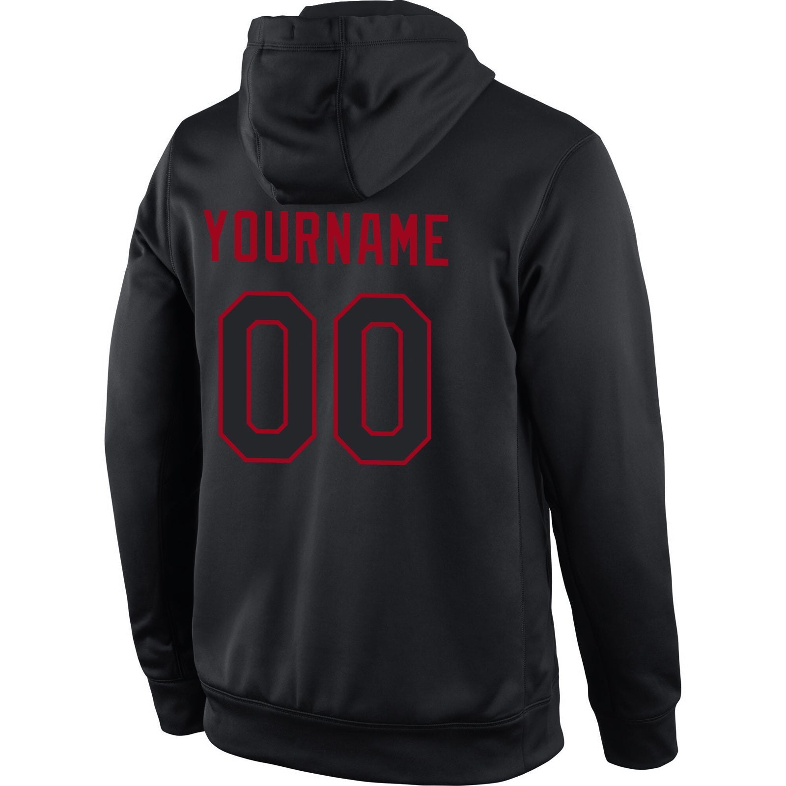 Custom Stitched Black Black-Red Sports Pullover Sweatshirt Hoodie view 4