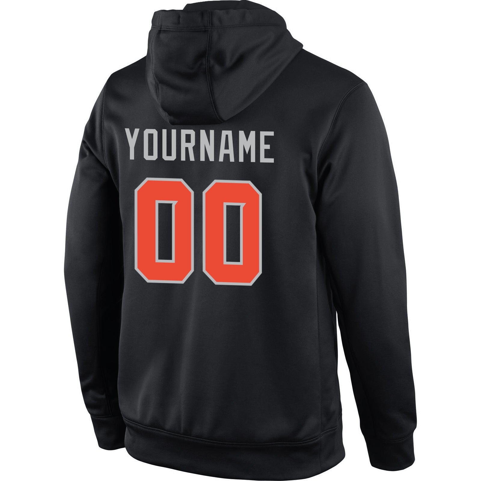 Custom Stitched Black Orange-Gray Sports Pullover Sweatshirt Hoodie view 3
