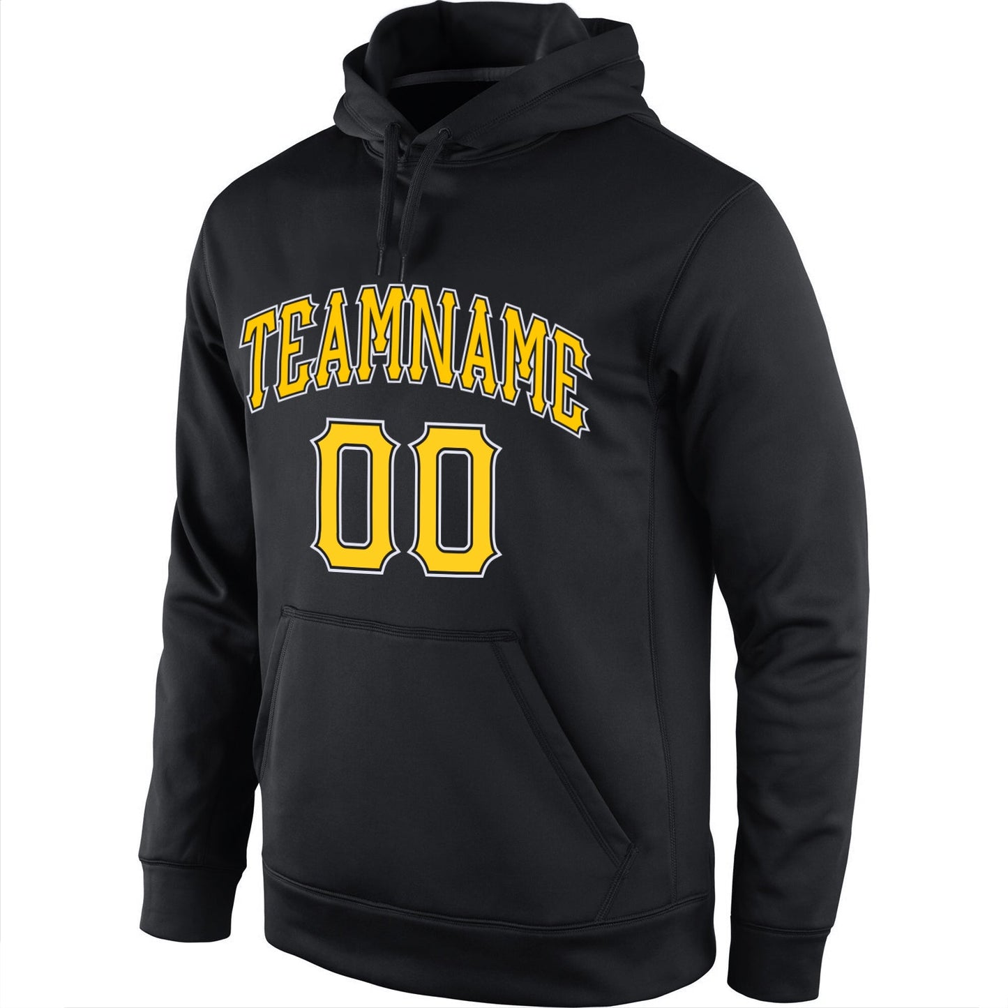 Custom Stitched Black Gold-White Sports Pullover Sweatshirt Hoodie view 3