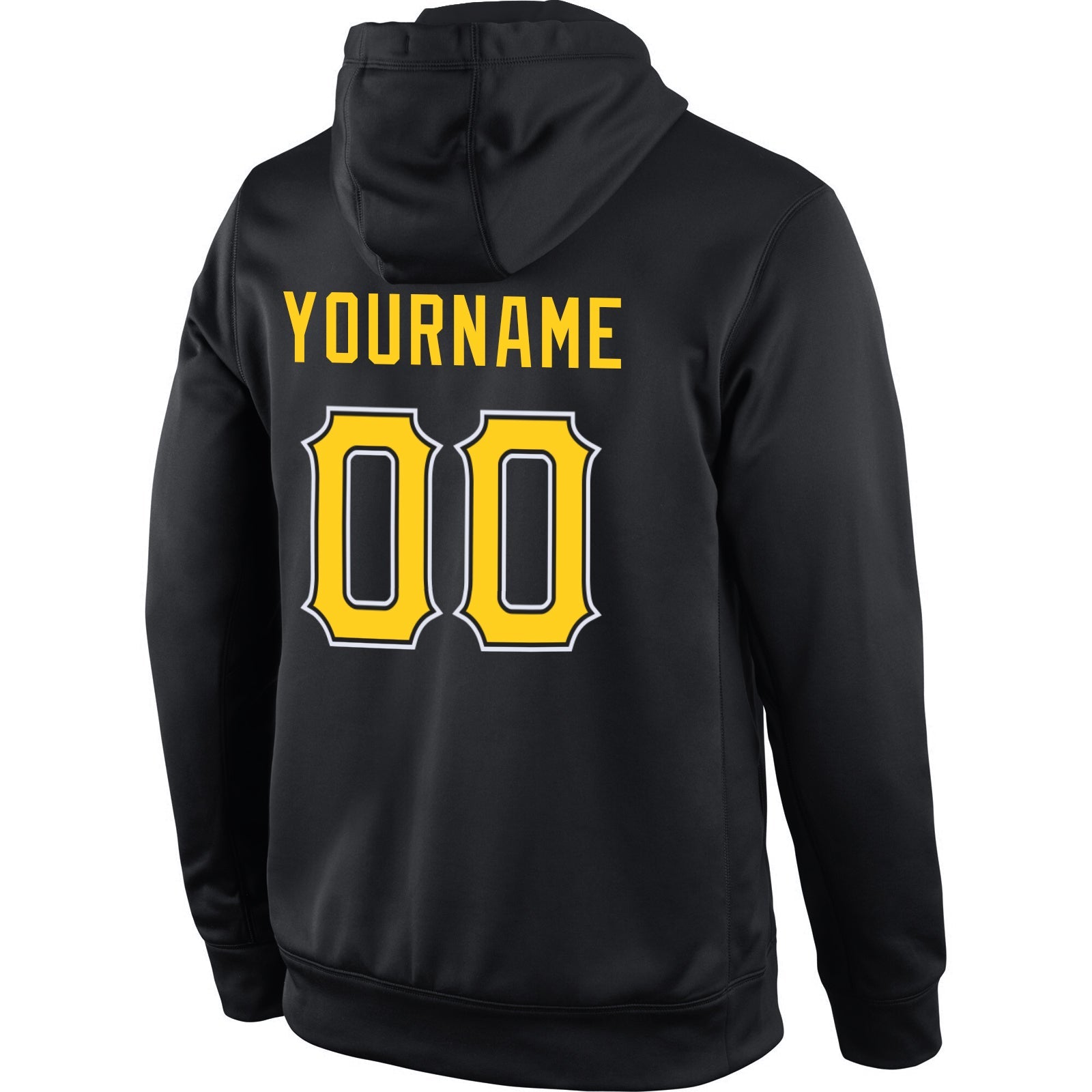 Custom Stitched Black Gold-White Sports Pullover Sweatshirt Hoodie view 4
