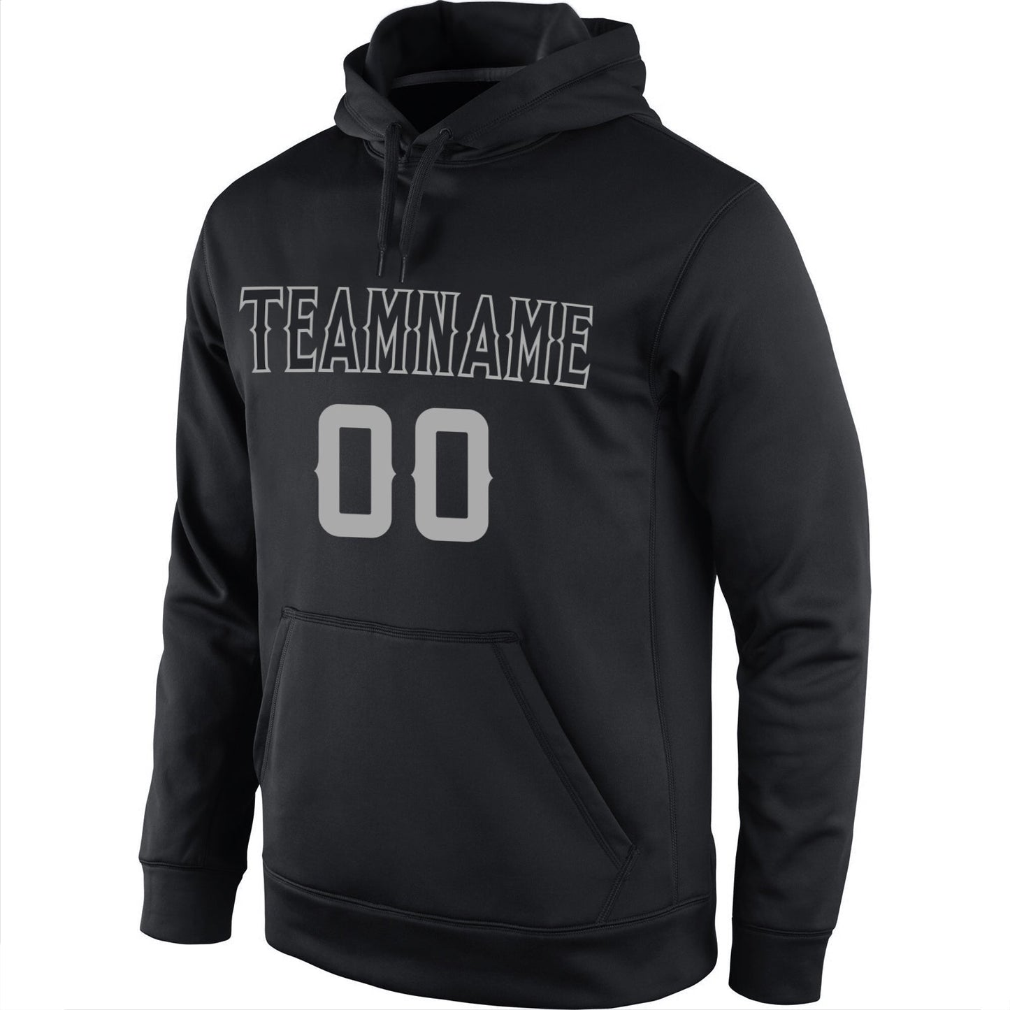 Custom Stitched Black Black-Gray Sports Pullover Sweatshirt Hoodie view 2