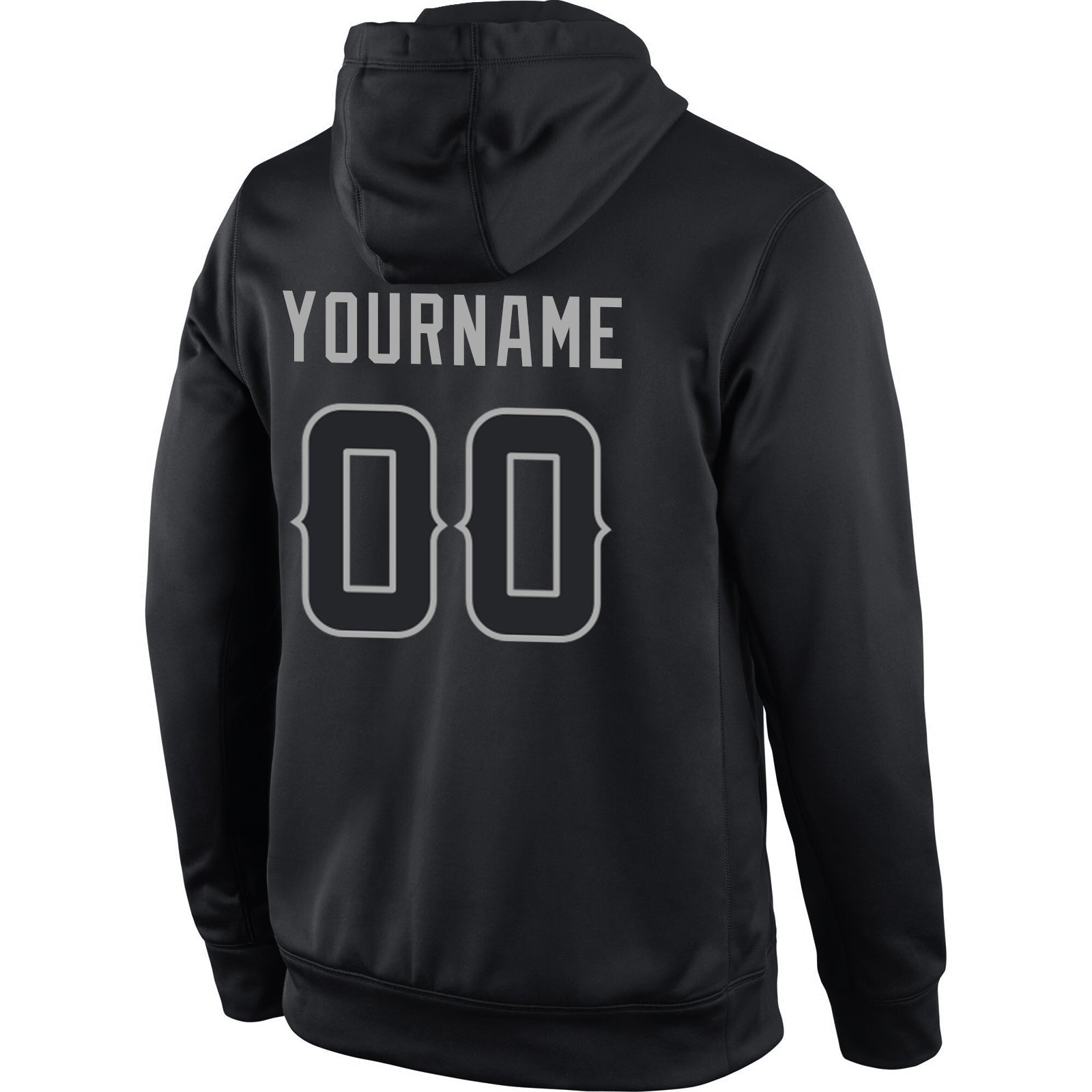 Custom Stitched Black Black-Gray Sports Pullover Sweatshirt Hoodie view 3