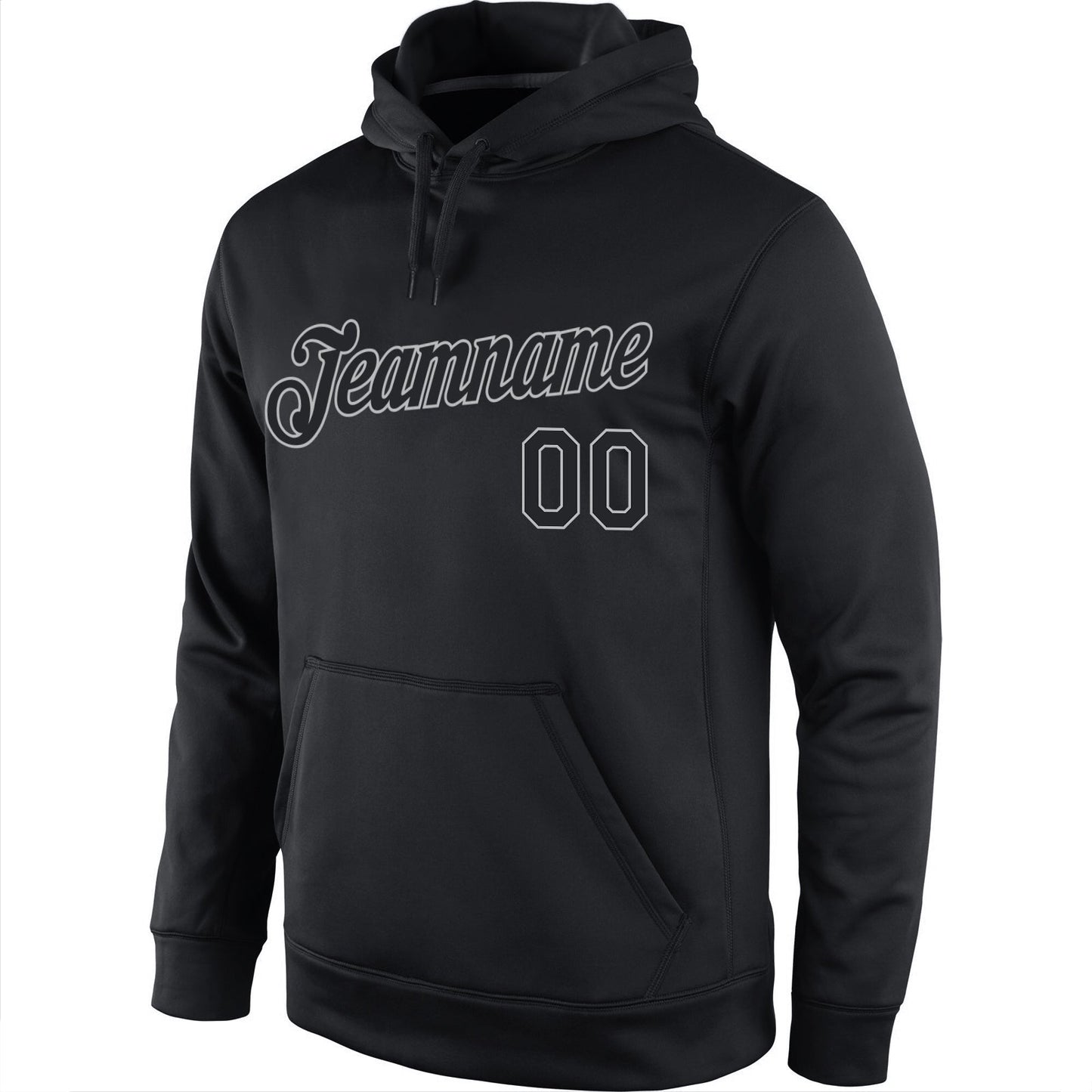 Custom Stitched Black Black-Gray Sports Pullover Sweatshirt Hoodie view 2