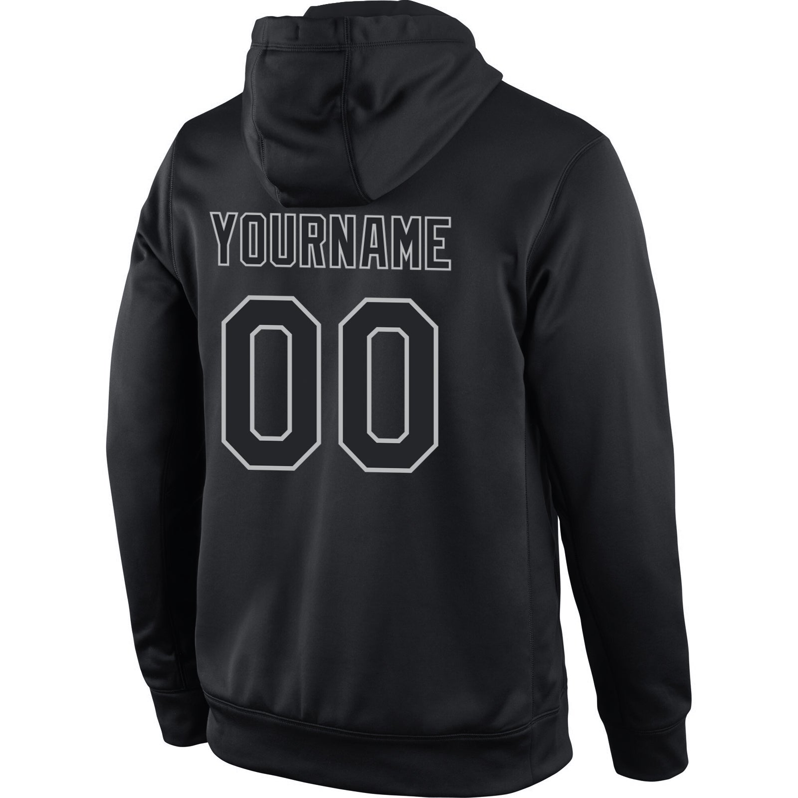 Custom Stitched Black Black-Gray Sports Pullover Sweatshirt Hoodie view 3