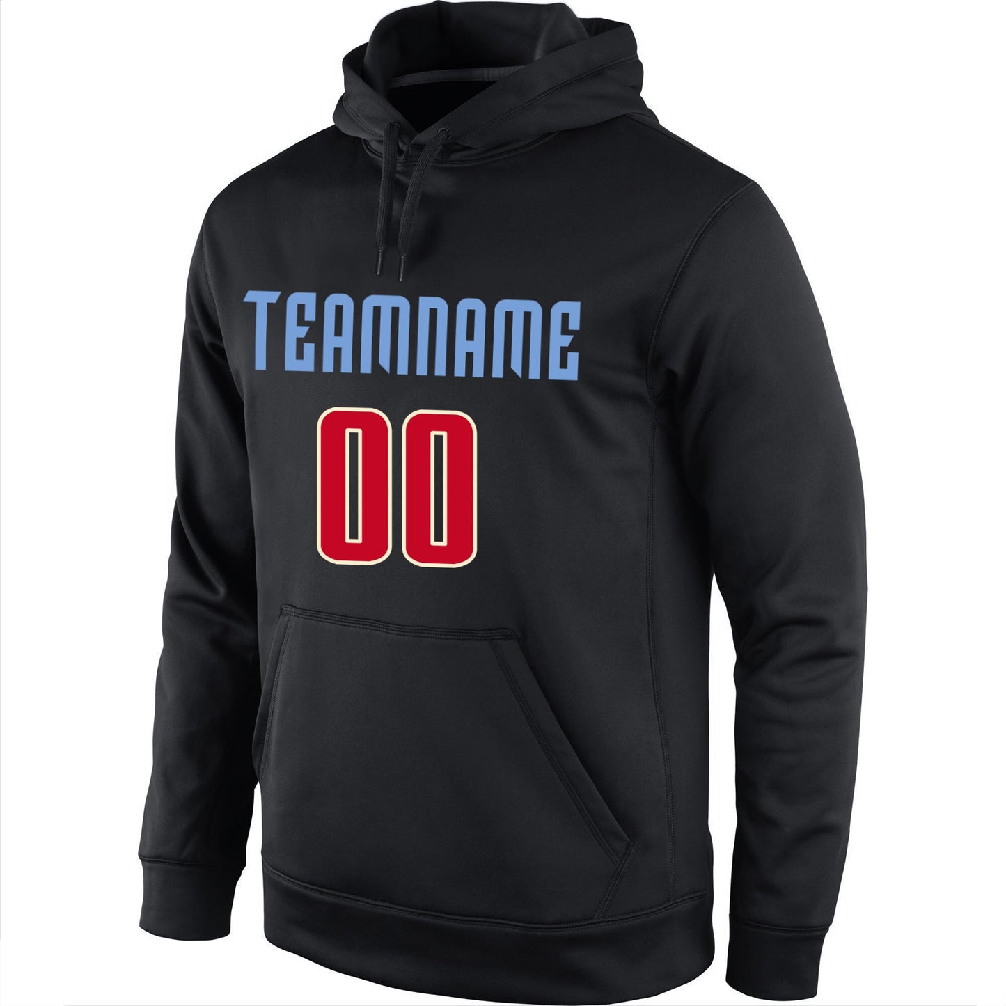 Custom Stitched Black Red-Cream Sports Pullover Sweatshirt Hoodie view 2