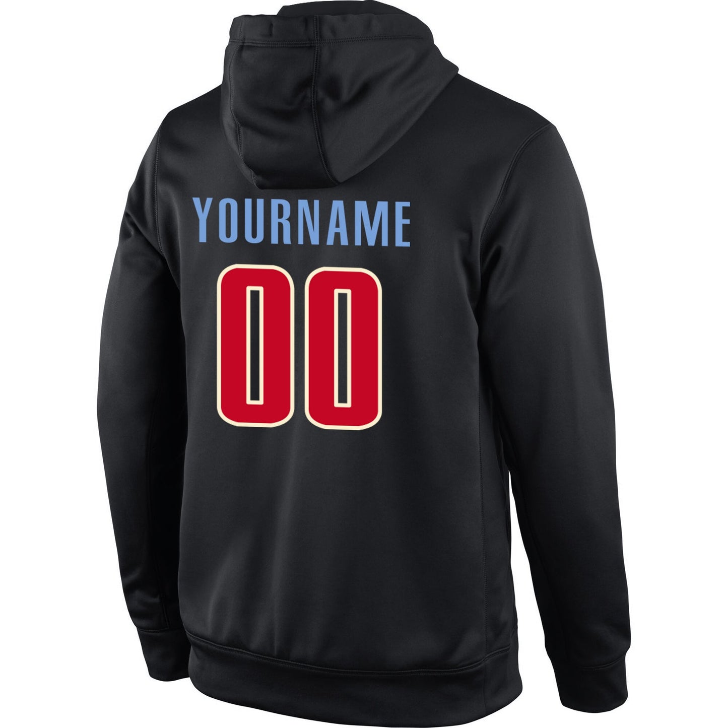 Custom Stitched Black Red-Cream Sports Pullover Sweatshirt Hoodie view 3