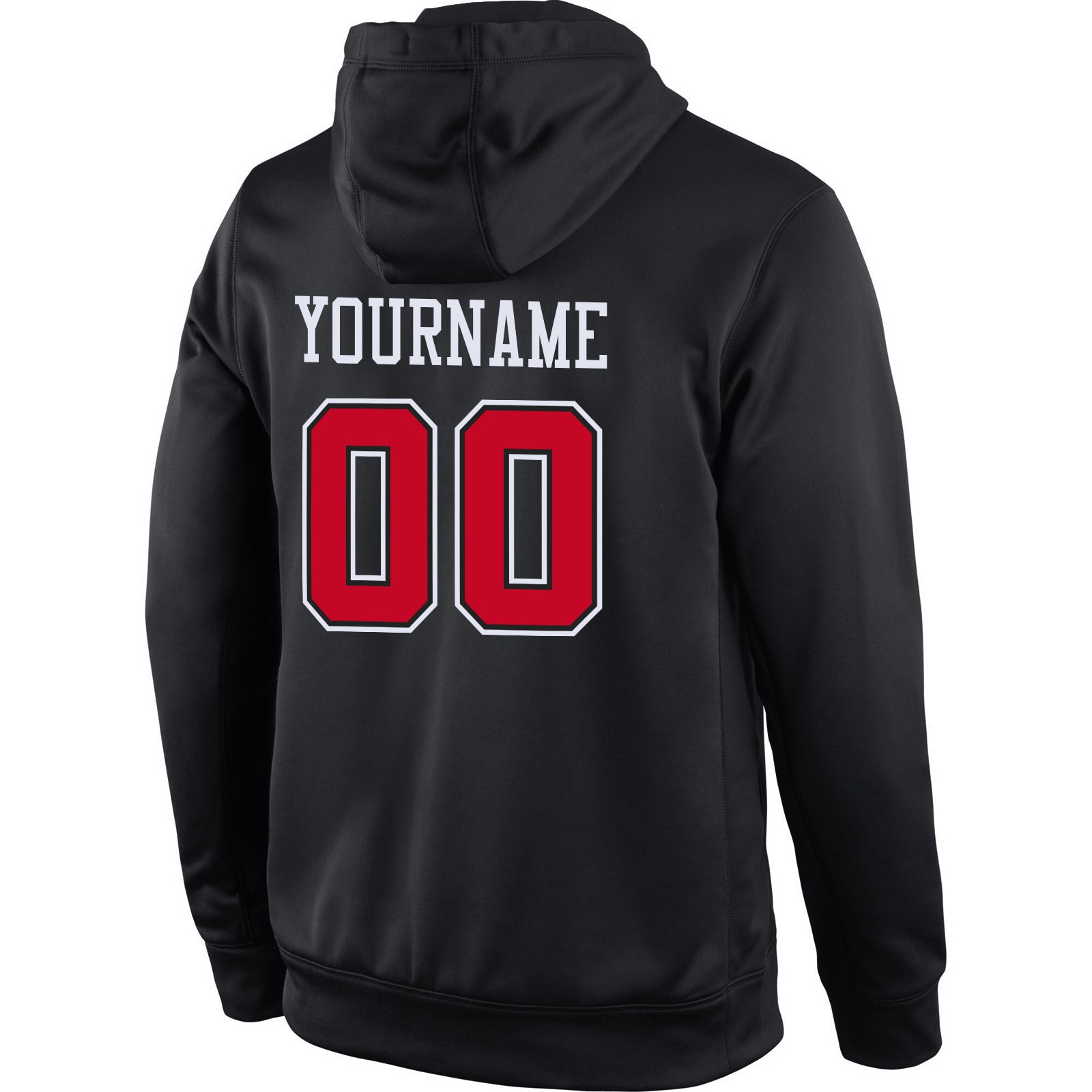 Custom Stitched Black Red-White Sports Pullover Sweatshirt Hoodie view 3