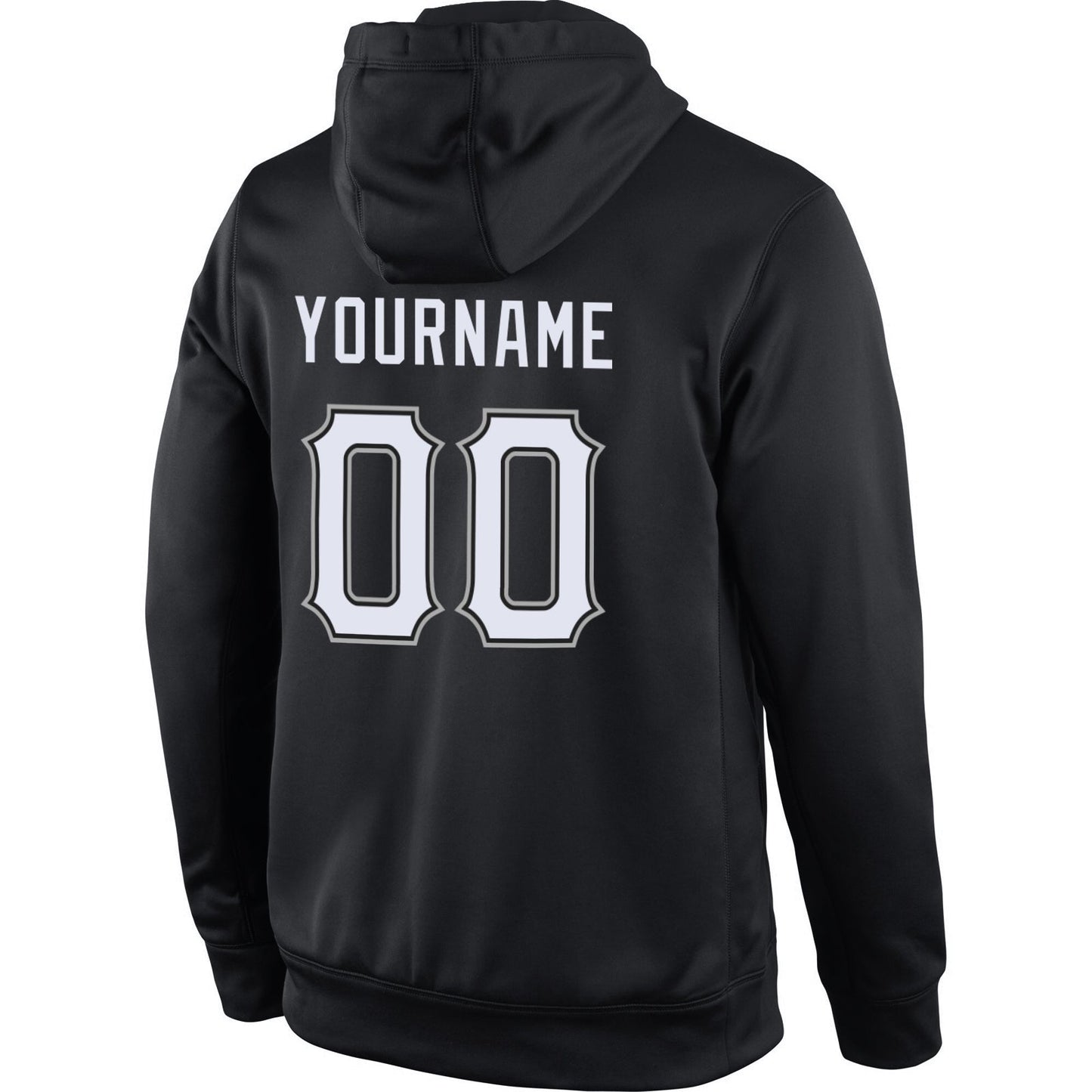 Custom Stitched Black White-Gray Sports Pullover Sweatshirt Hoodie view 3