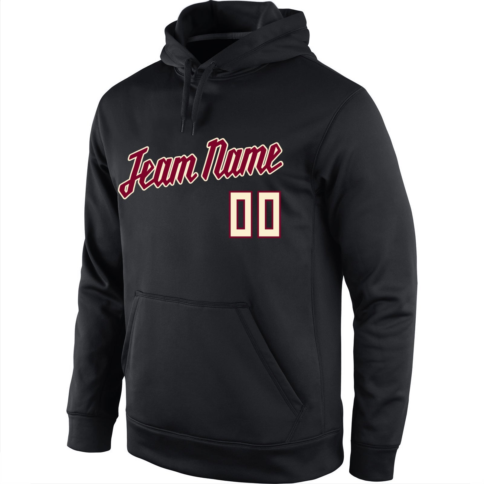 Custom Stitched Black Crimson-Cream Sports Pullover Sweatshirt Hoodie view 2