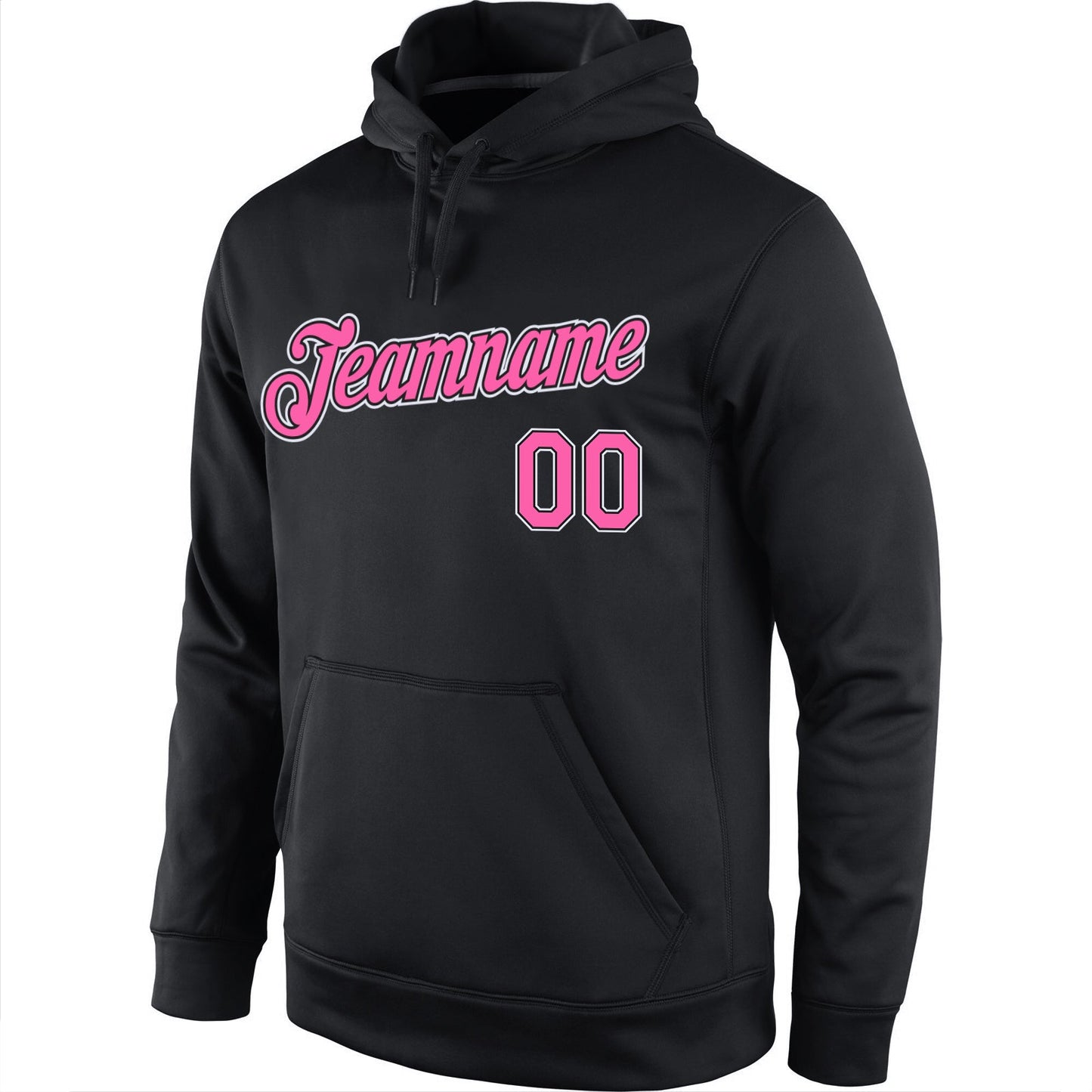 Custom Stitched Black Pink-White Sports Pullover Sweatshirt Hoodie view 2