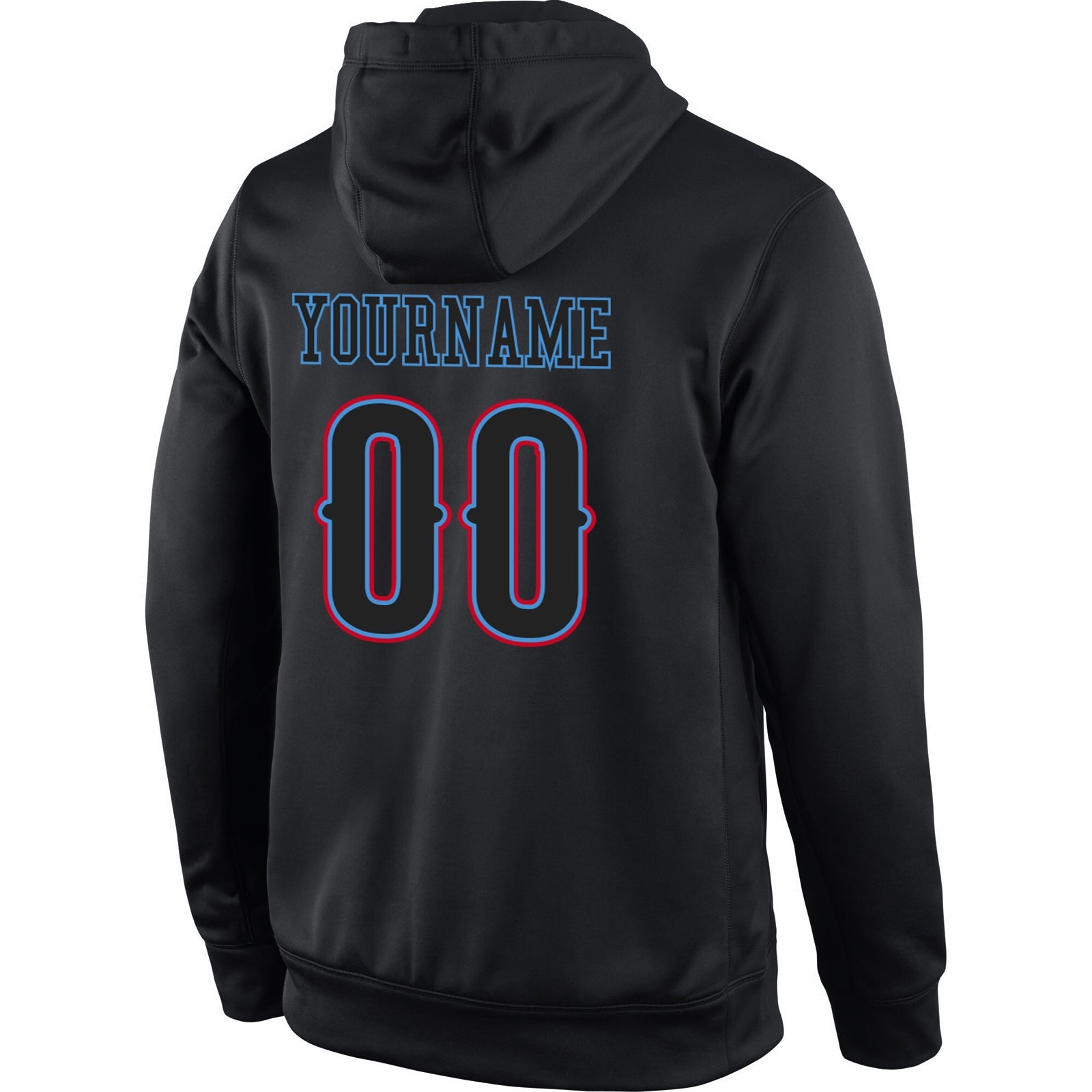 Custom Stitched Black Black-Powder Blue Sports Pullover Sweatshirt Hoodie view 3