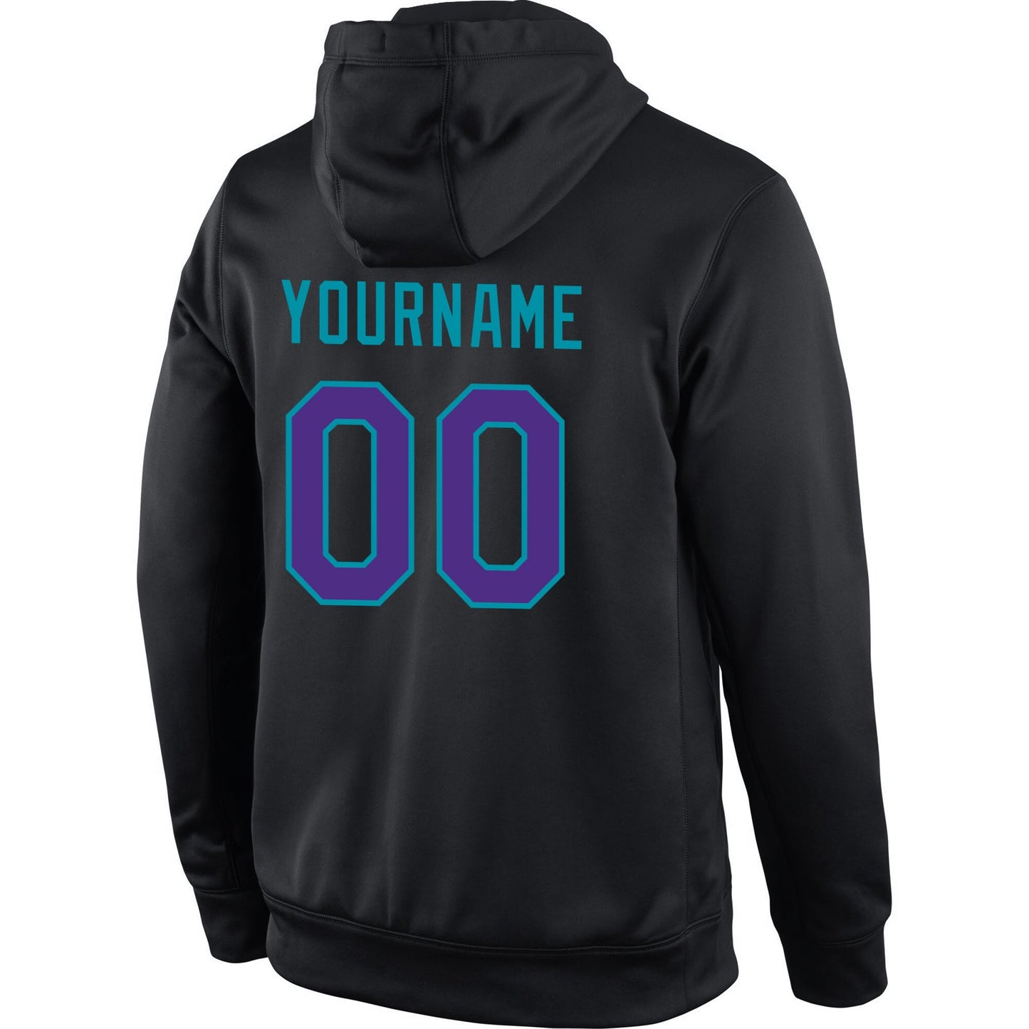 Custom Stitched Black Purple-Teal Sports Pullover Sweatshirt Hoodie view 3