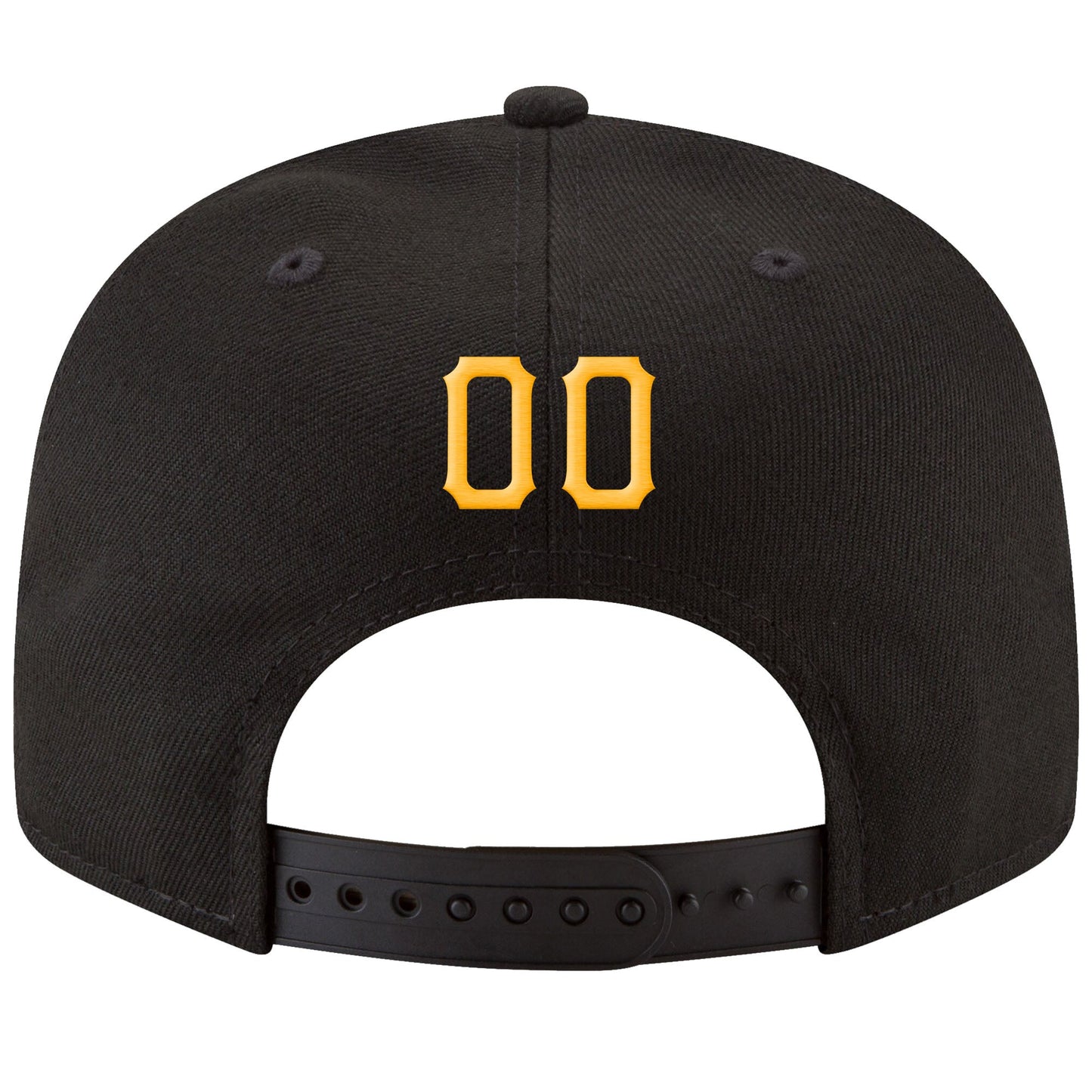 Custom Black Gold-White Stitched Adjustable Snapback Hat view 3