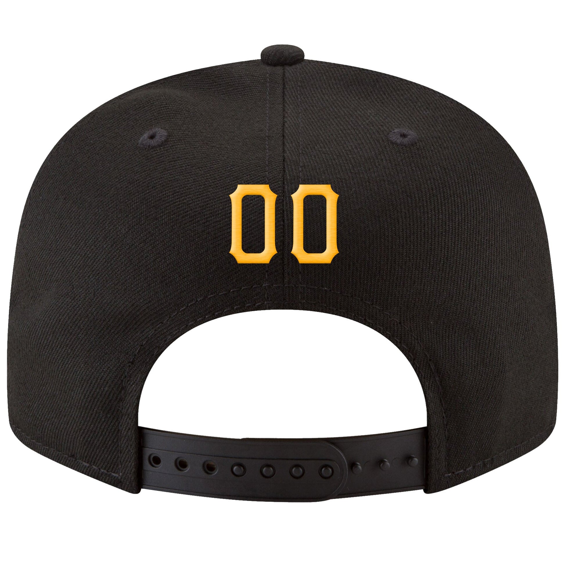 Custom Black Gold-White Stitched Adjustable Snapback Hat view 3