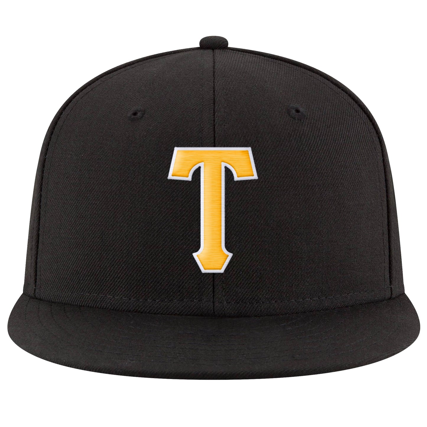 Custom Black Gold-White Stitched Adjustable Snapback Hat view 2