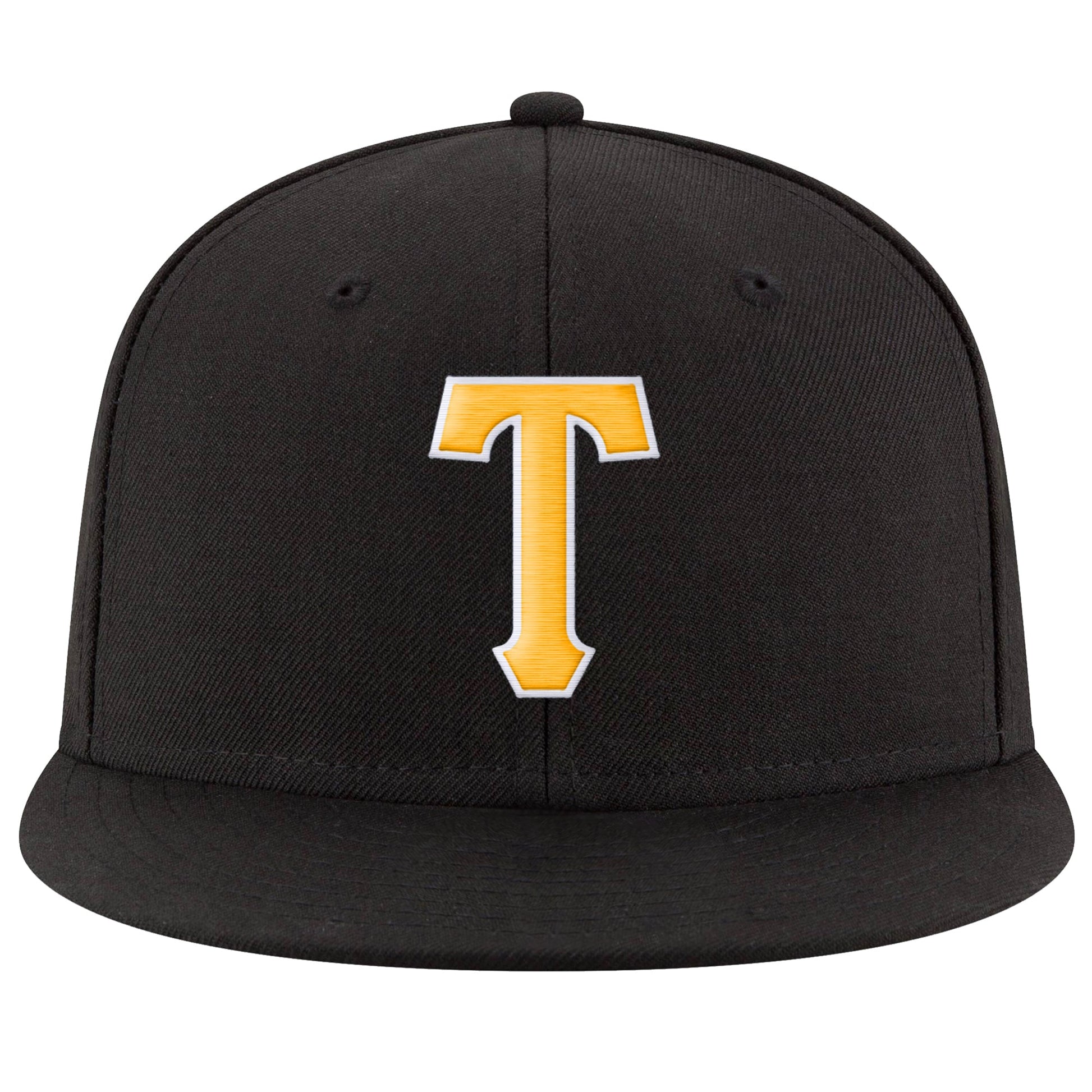 Custom Black Gold-White Stitched Adjustable Snapback Hat view 2