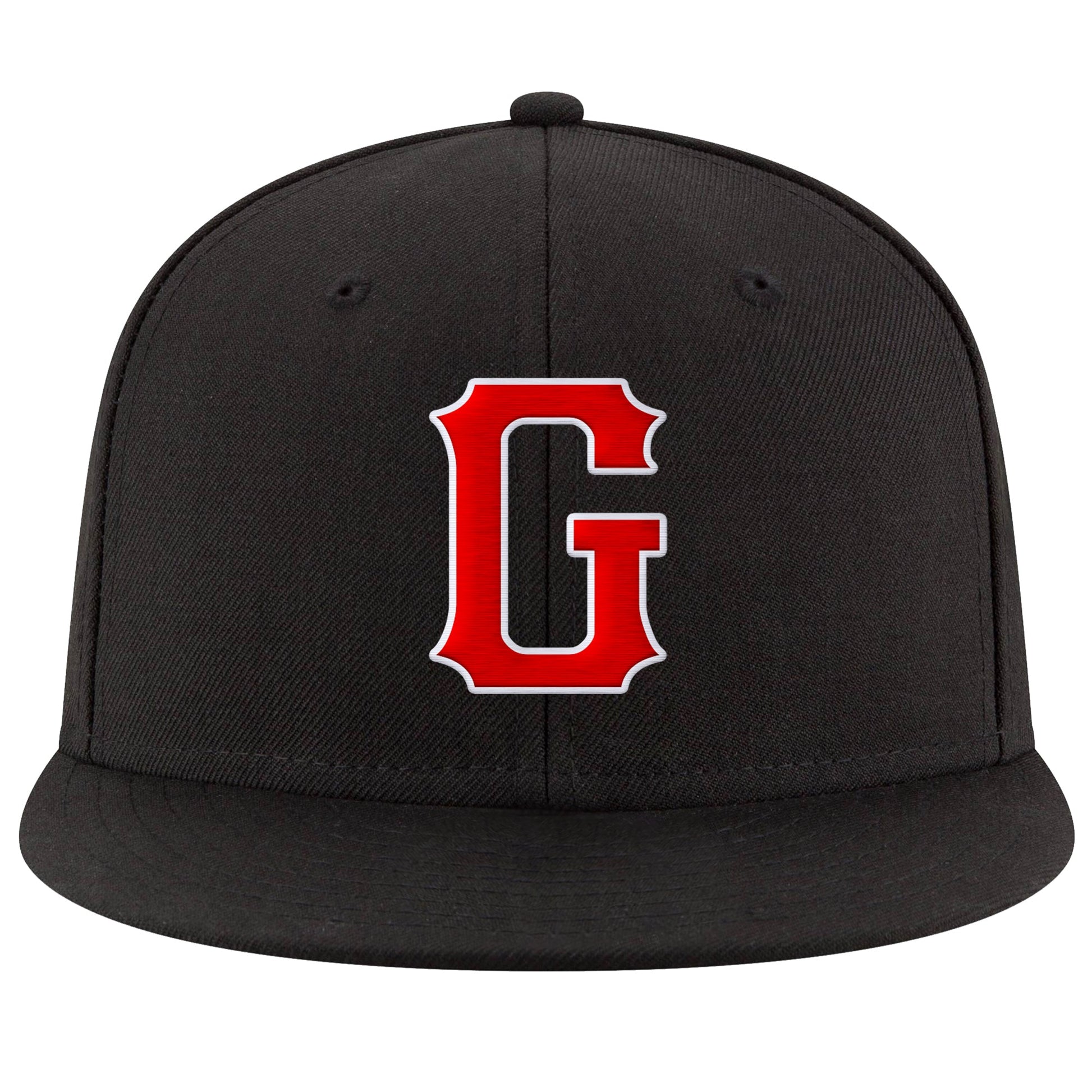 Custom Black Red-White Stitched Adjustable Snapback Hat view 2
