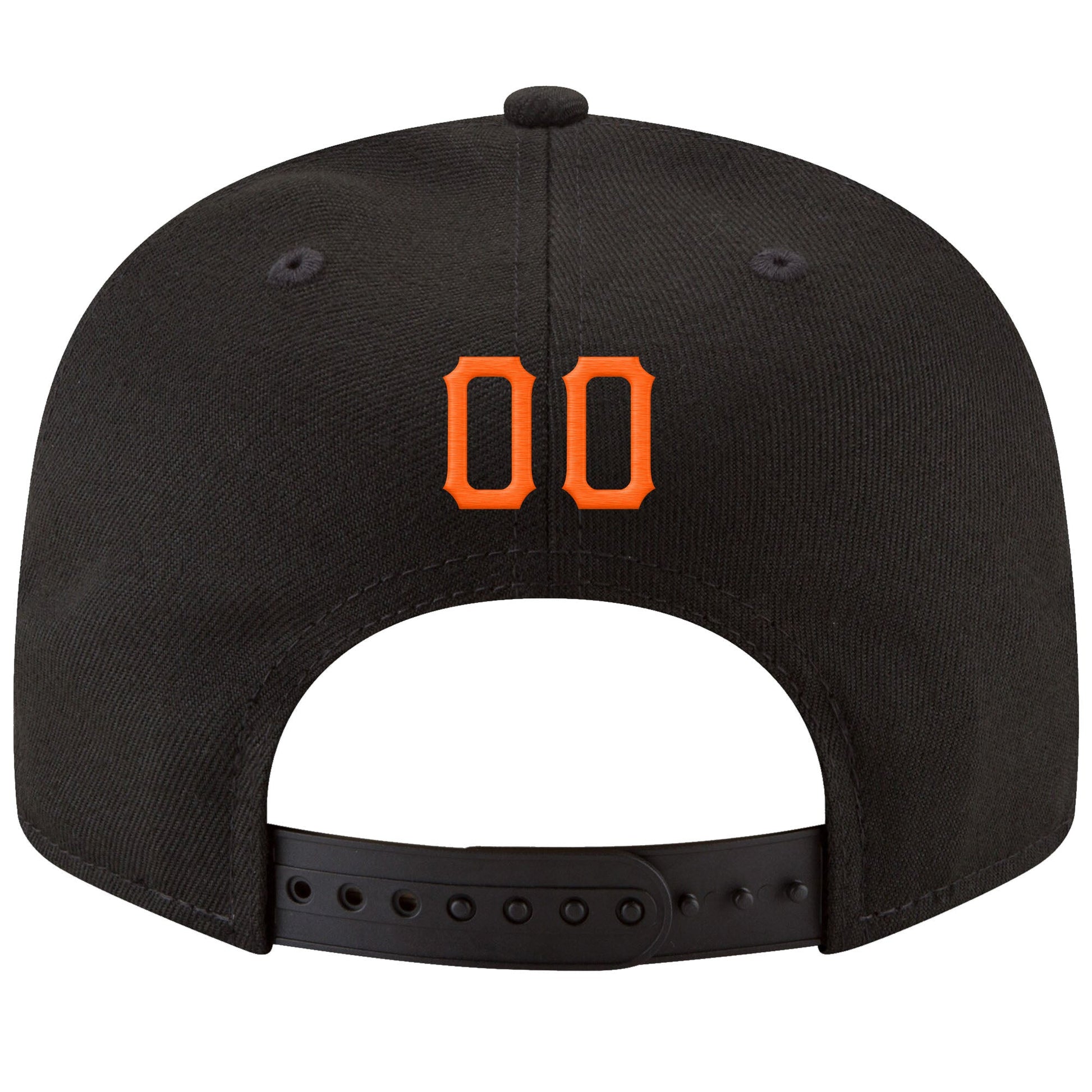 Custom Black Orange-White Stitched Adjustable Snapback Hat view 3