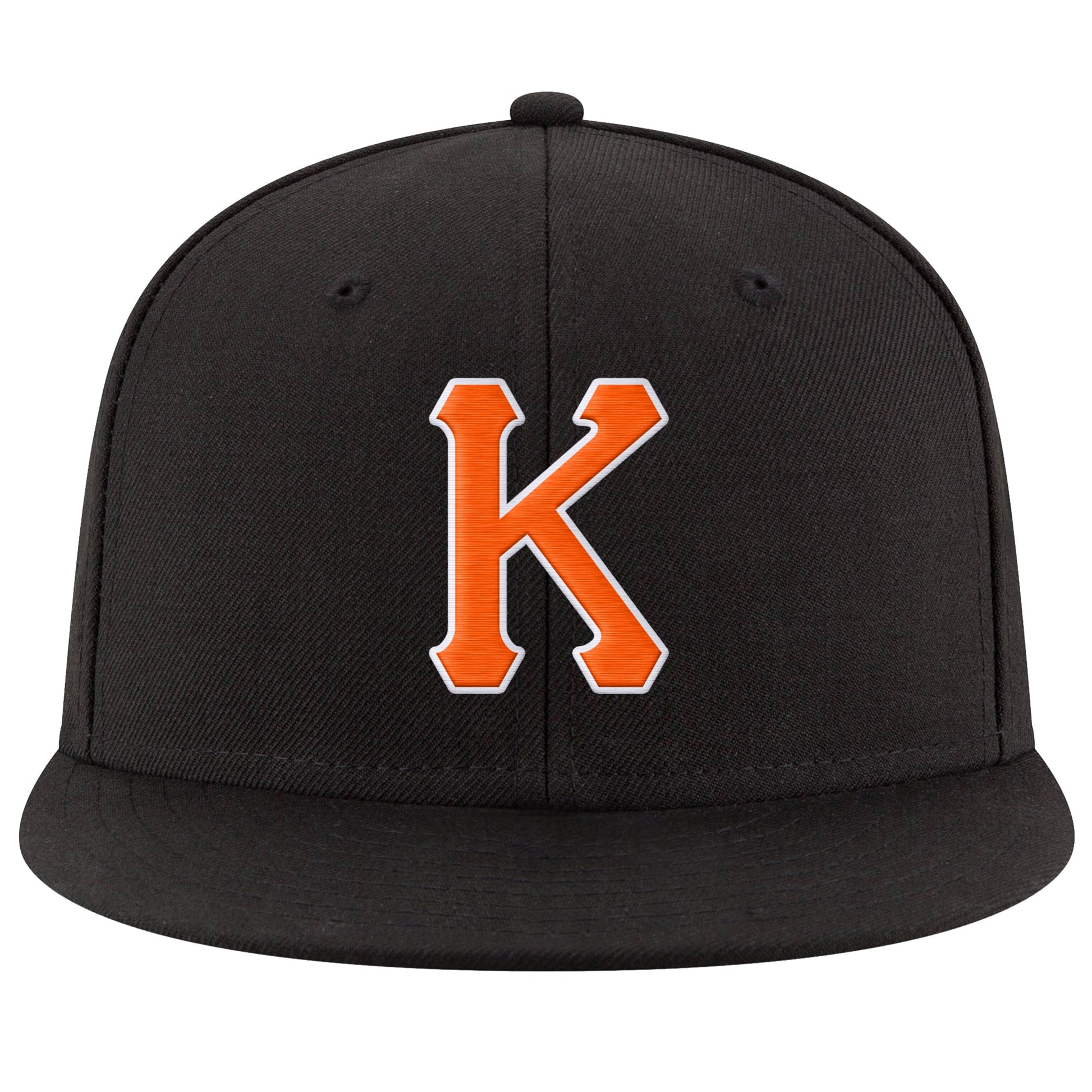 Custom Black Orange-White Stitched Adjustable Snapback Hat view 2
