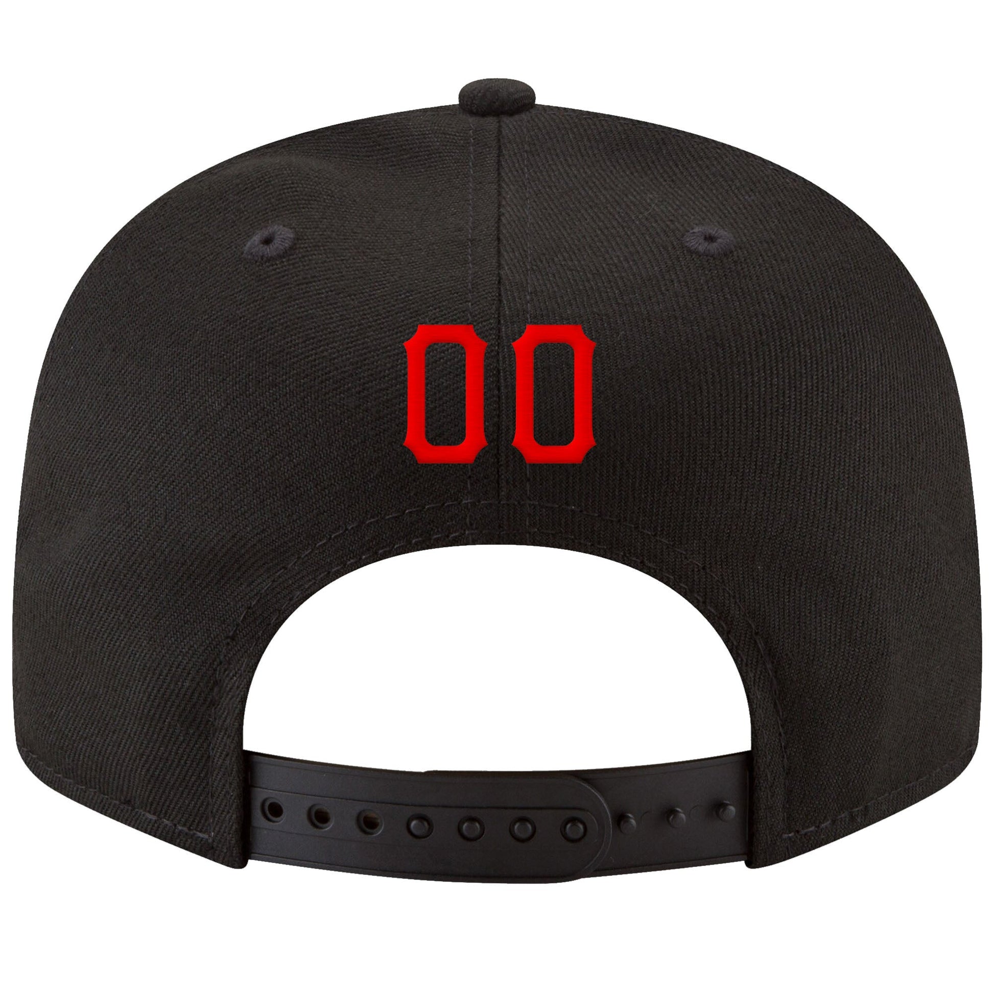 Custom Black Red-Gold Stitched Adjustable Snapback Hat view 3