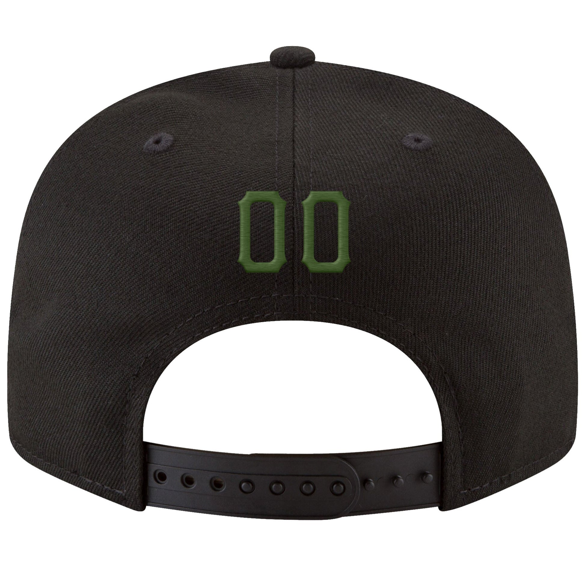 Custom Black Green-Gold Stitched Adjustable Snapback Hat view 3