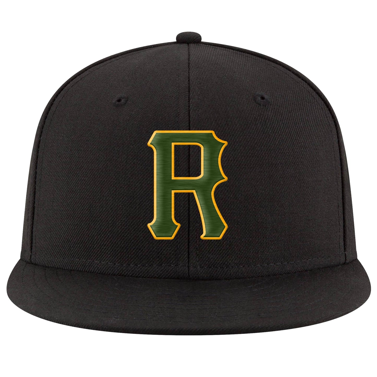Custom Black Green-Gold Stitched Adjustable Snapback Hat view 2